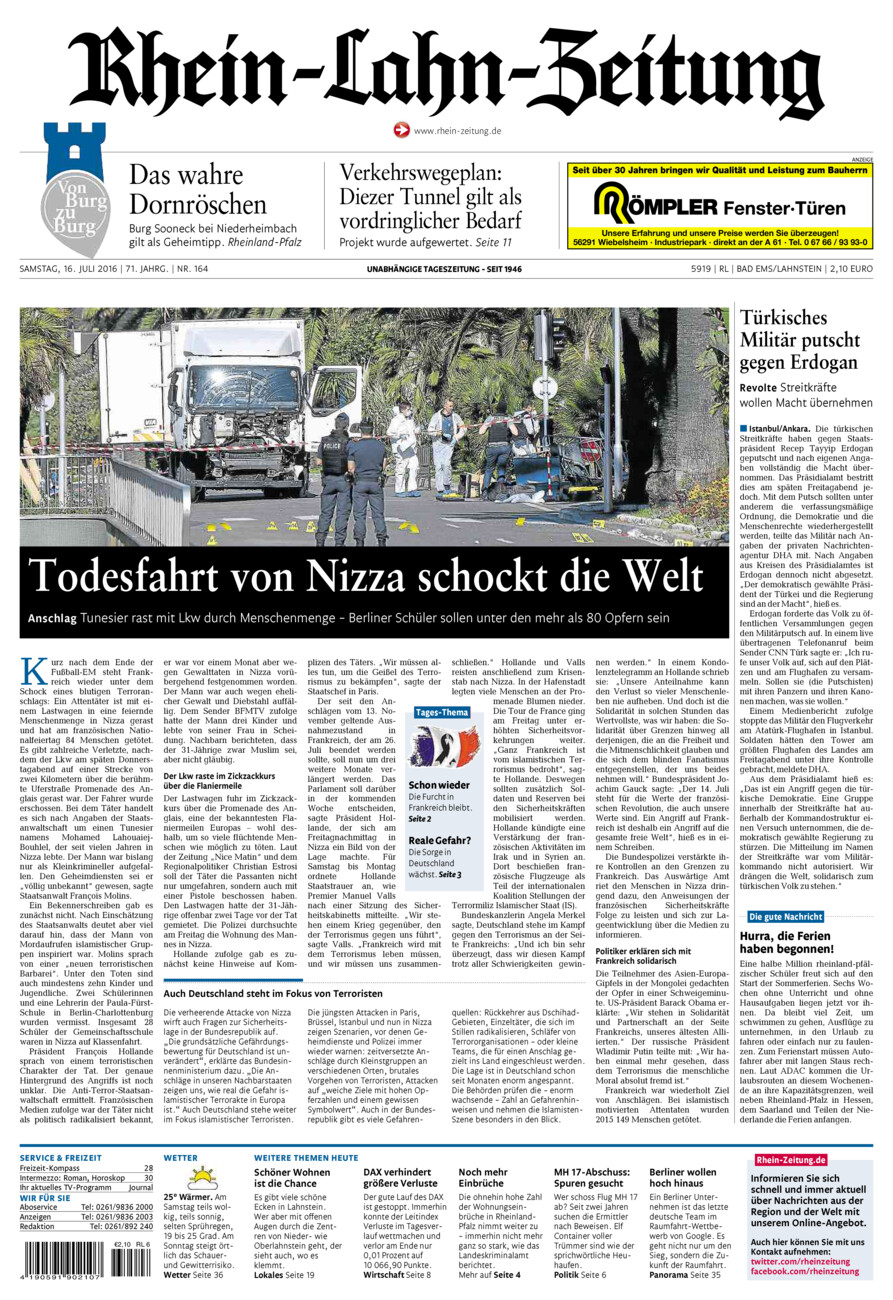 Rhein-Lahn-Zeitung vom Samstag, 16.07.2016