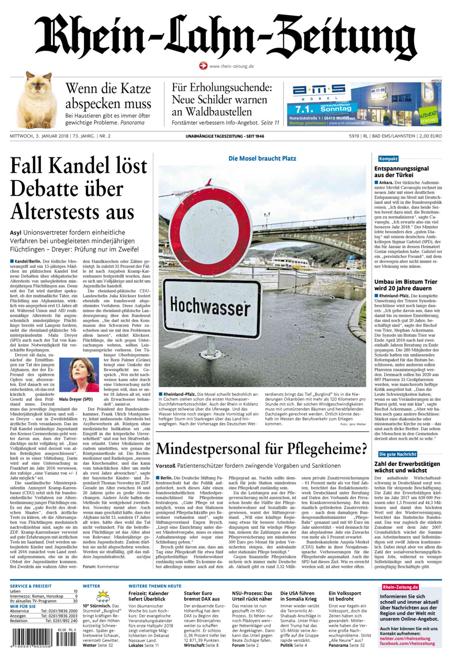 Rhein-Lahn-Zeitung vom Mittwoch, 03.01.2018