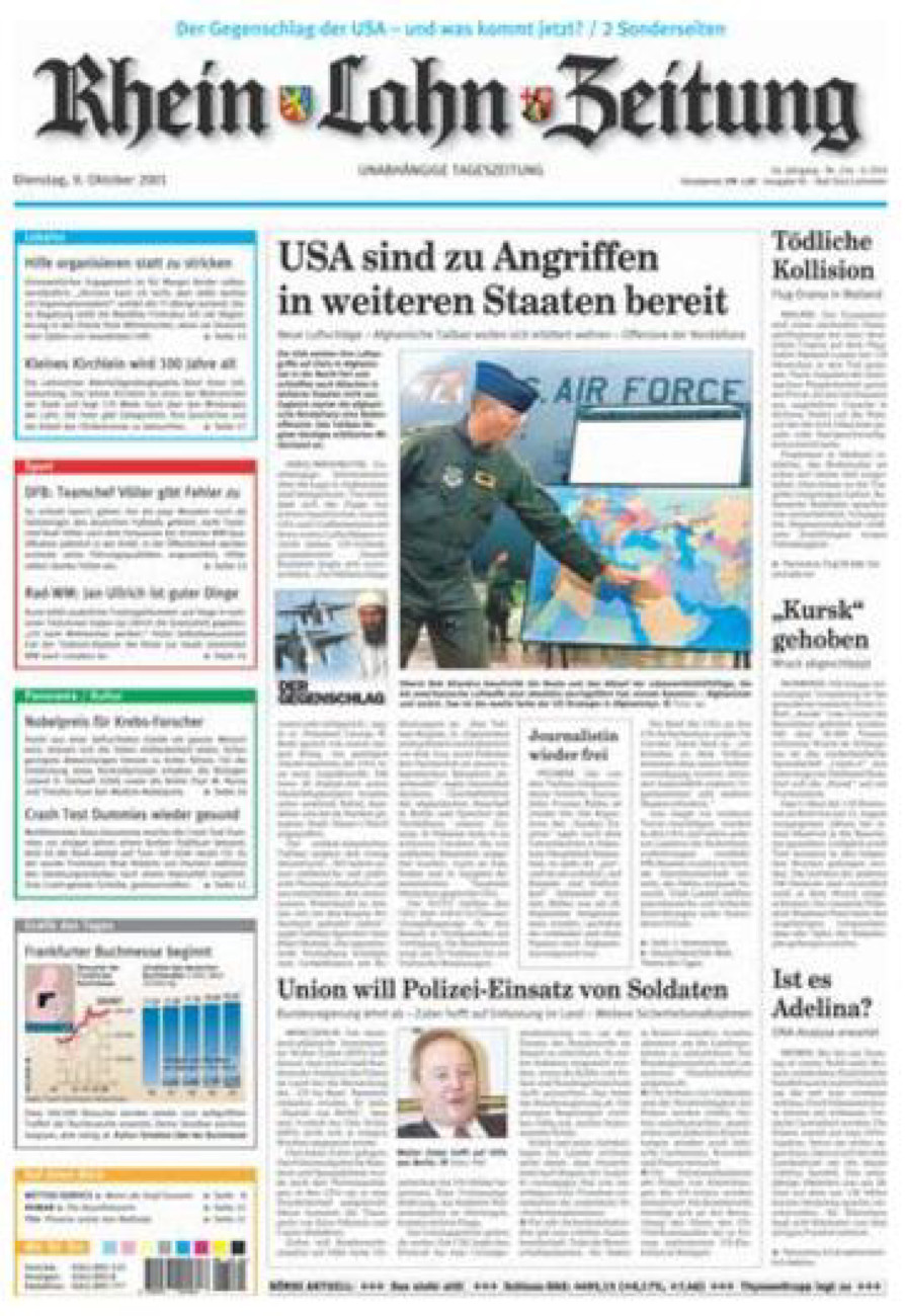 Rhein-Lahn-Zeitung vom Dienstag, 09.10.2001