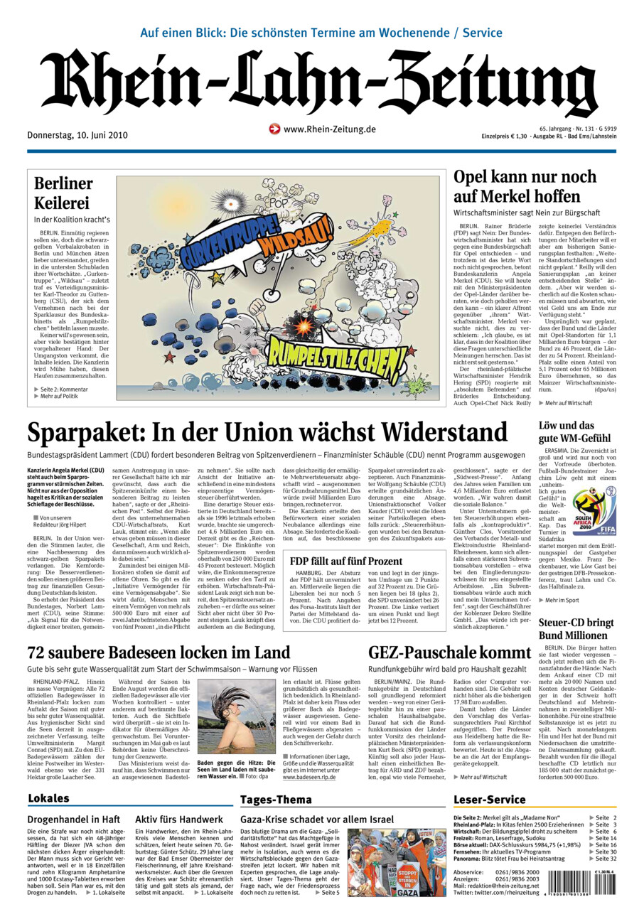 Rhein-Lahn-Zeitung vom Donnerstag, 10.06.2010