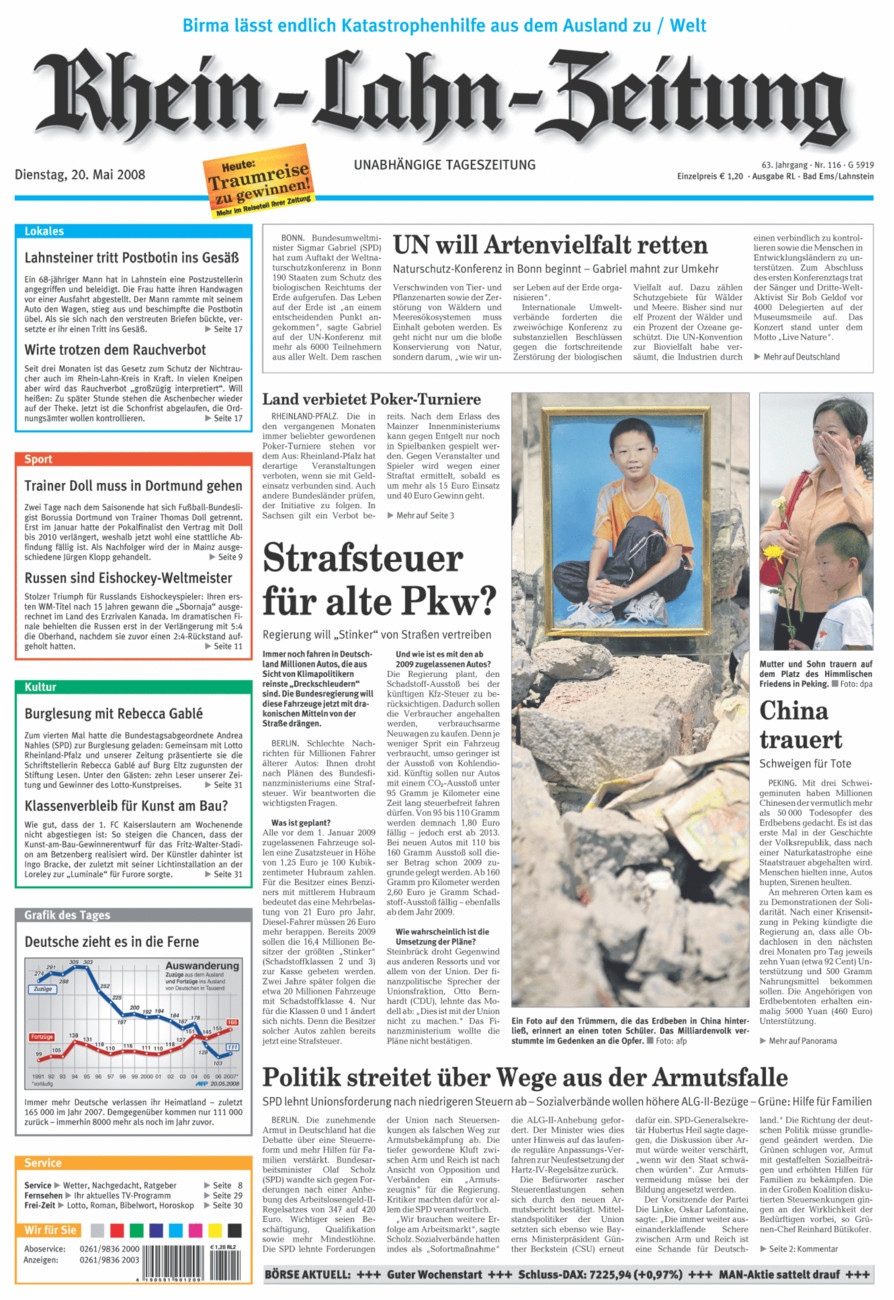 Rhein-Lahn-Zeitung vom Dienstag, 20.05.2008