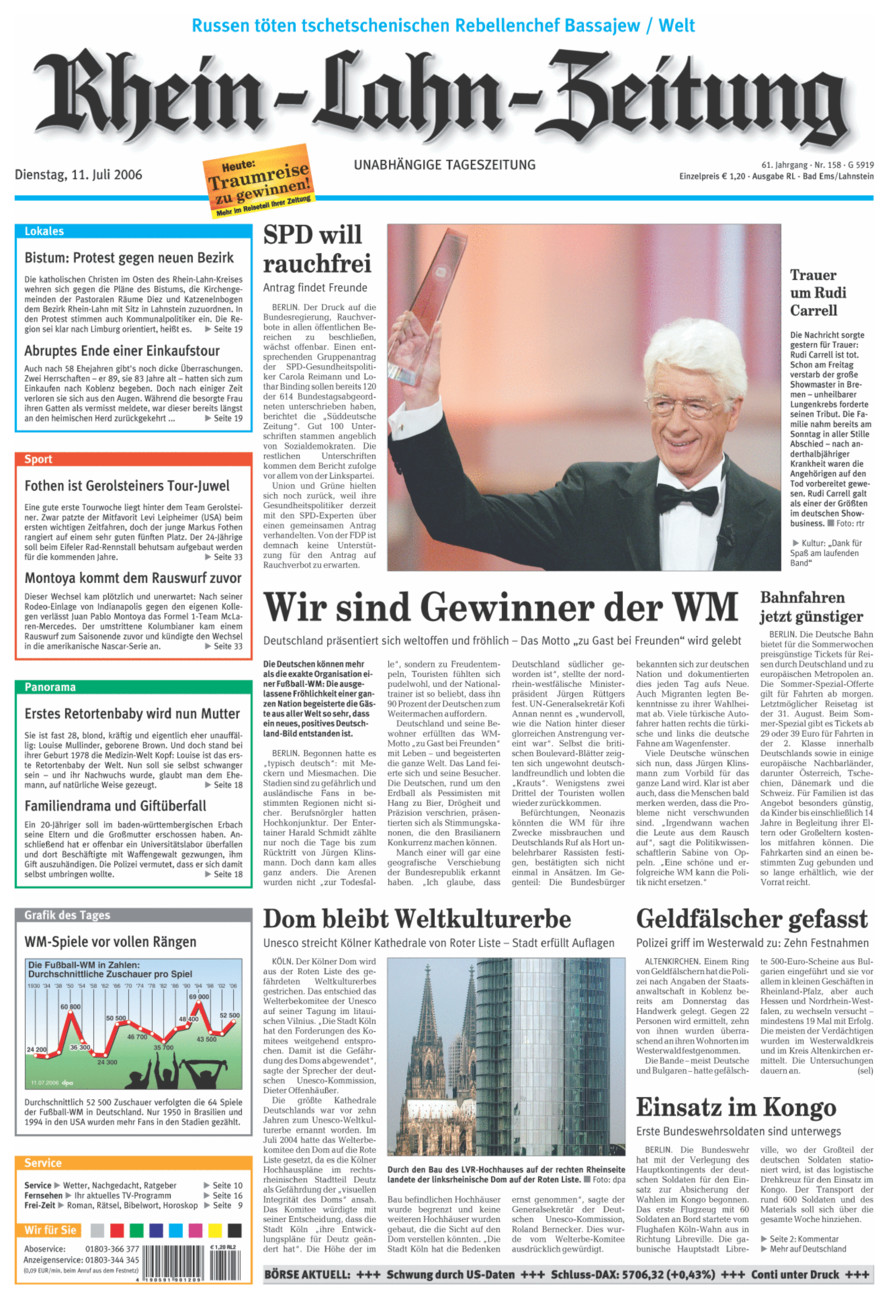 Rhein-Lahn-Zeitung vom Dienstag, 11.07.2006
