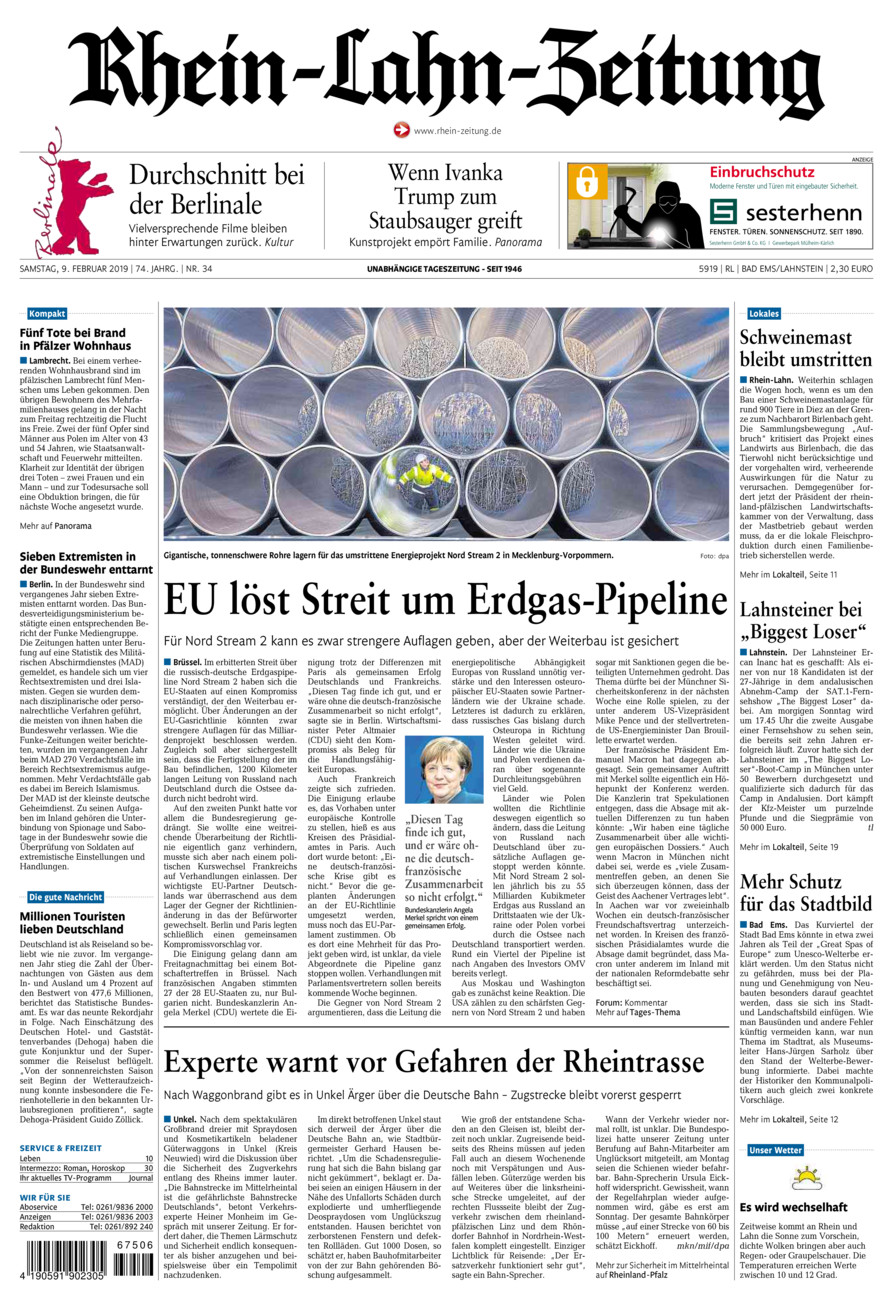 Rhein-Lahn-Zeitung vom Samstag, 09.02.2019