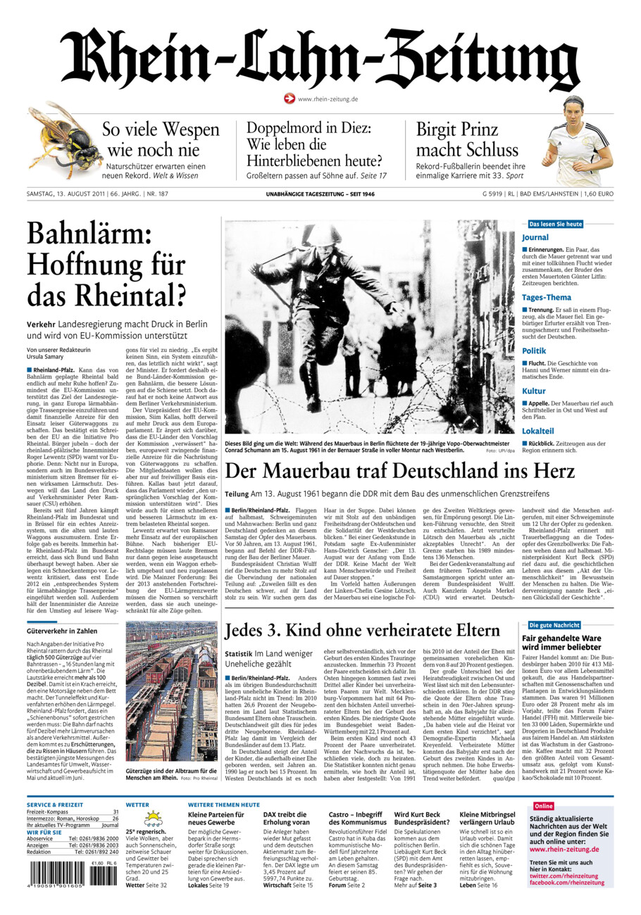 Rhein-Lahn-Zeitung vom Samstag, 13.08.2011