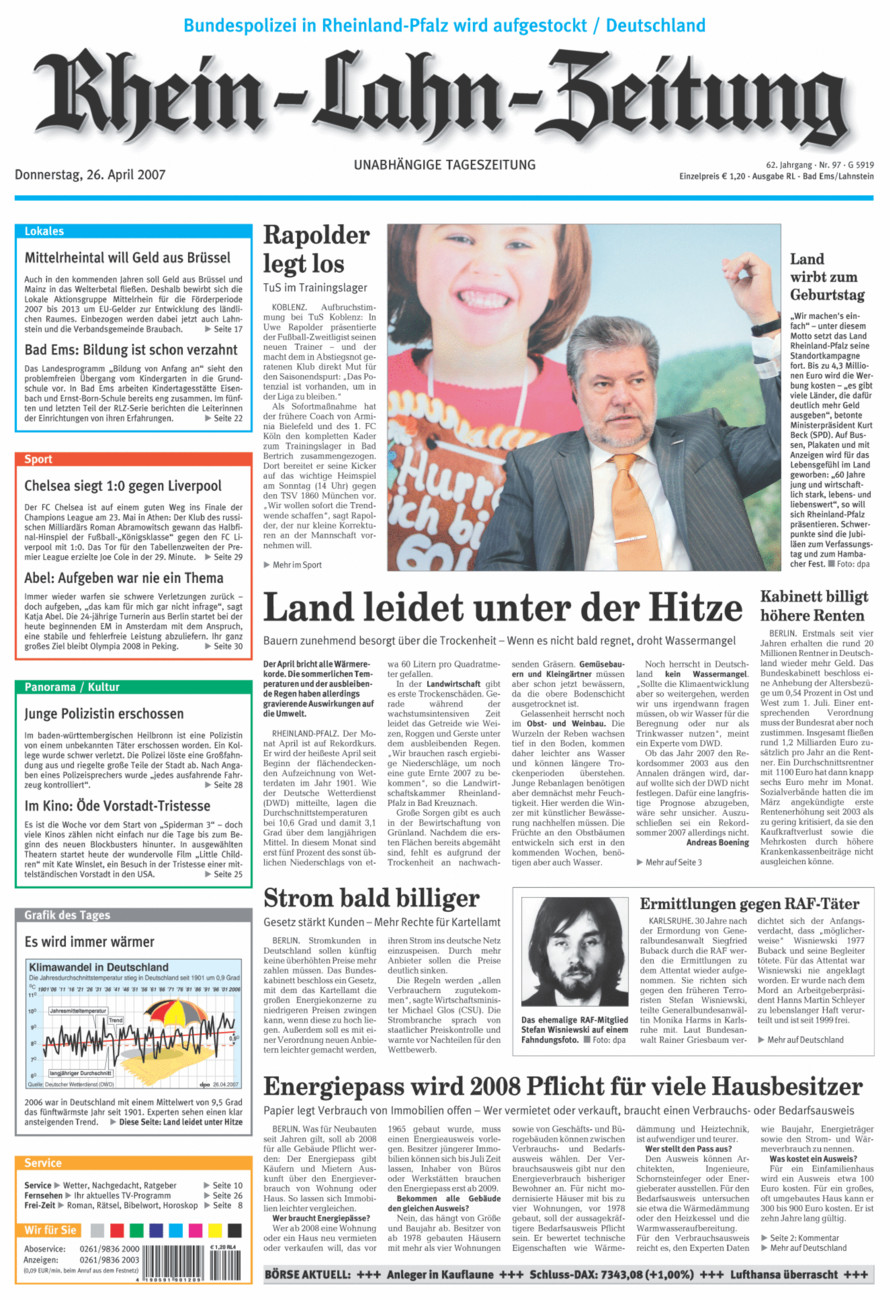 Rhein-Lahn-Zeitung vom Donnerstag, 26.04.2007