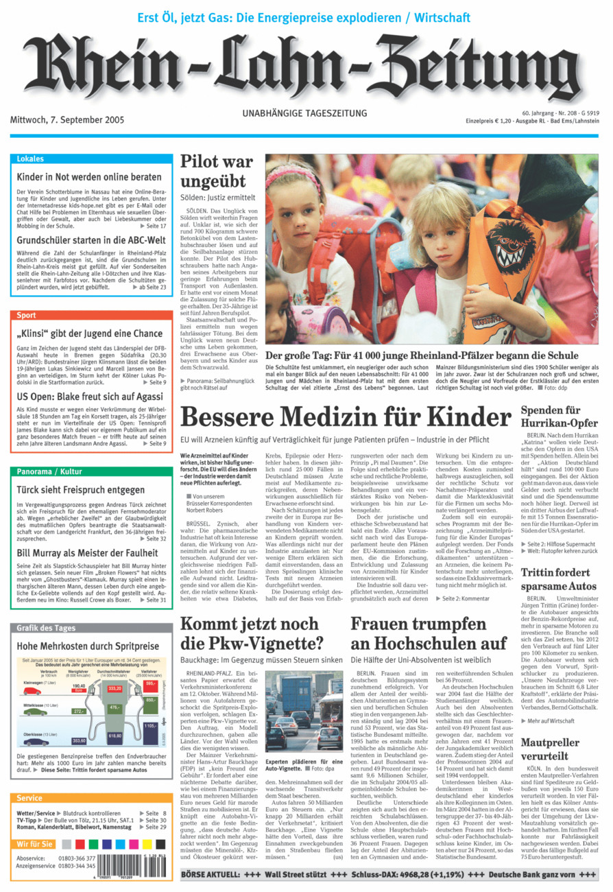 Rhein-Lahn-Zeitung vom Mittwoch, 07.09.2005