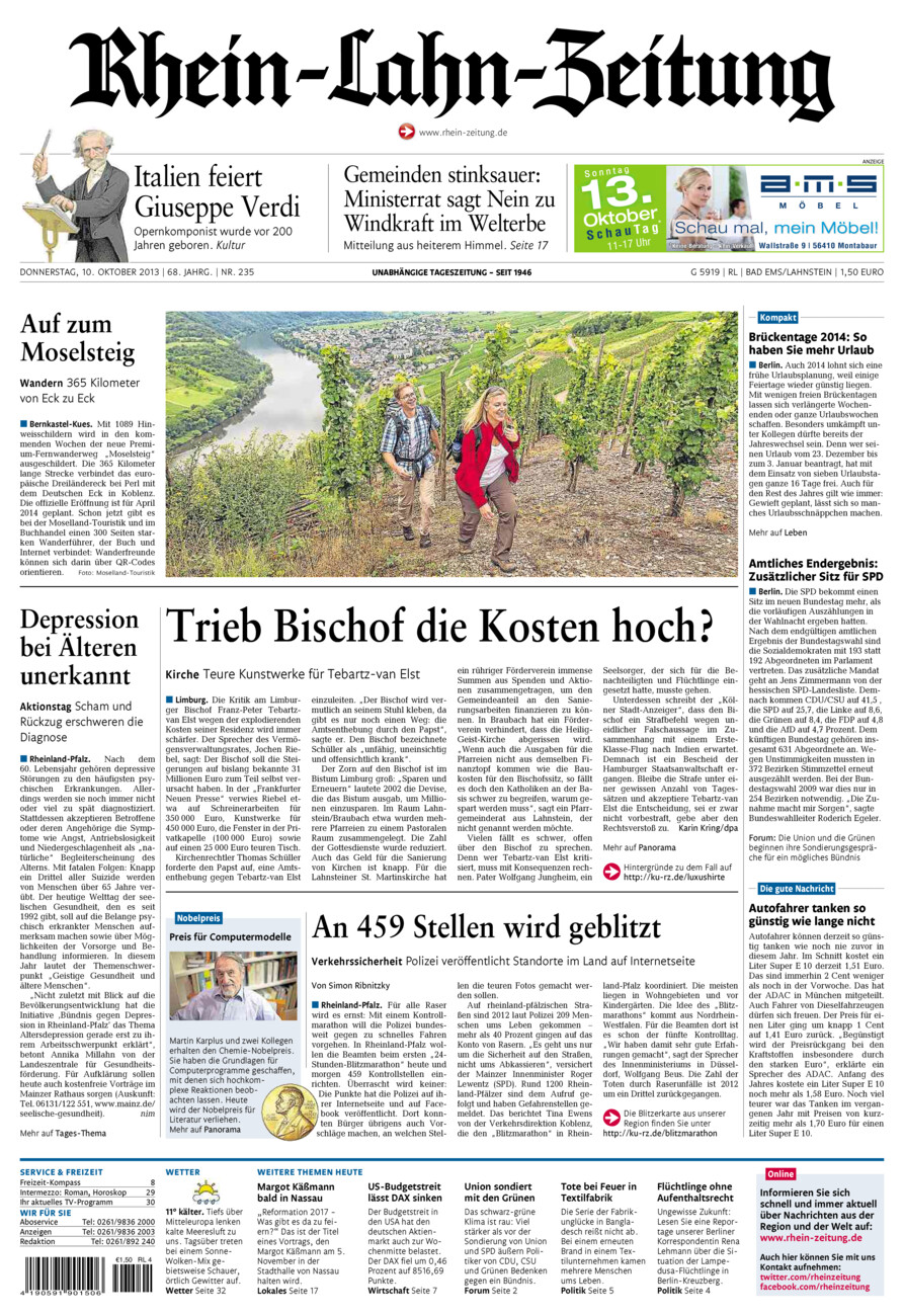 Rhein-Lahn-Zeitung vom Donnerstag, 10.10.2013