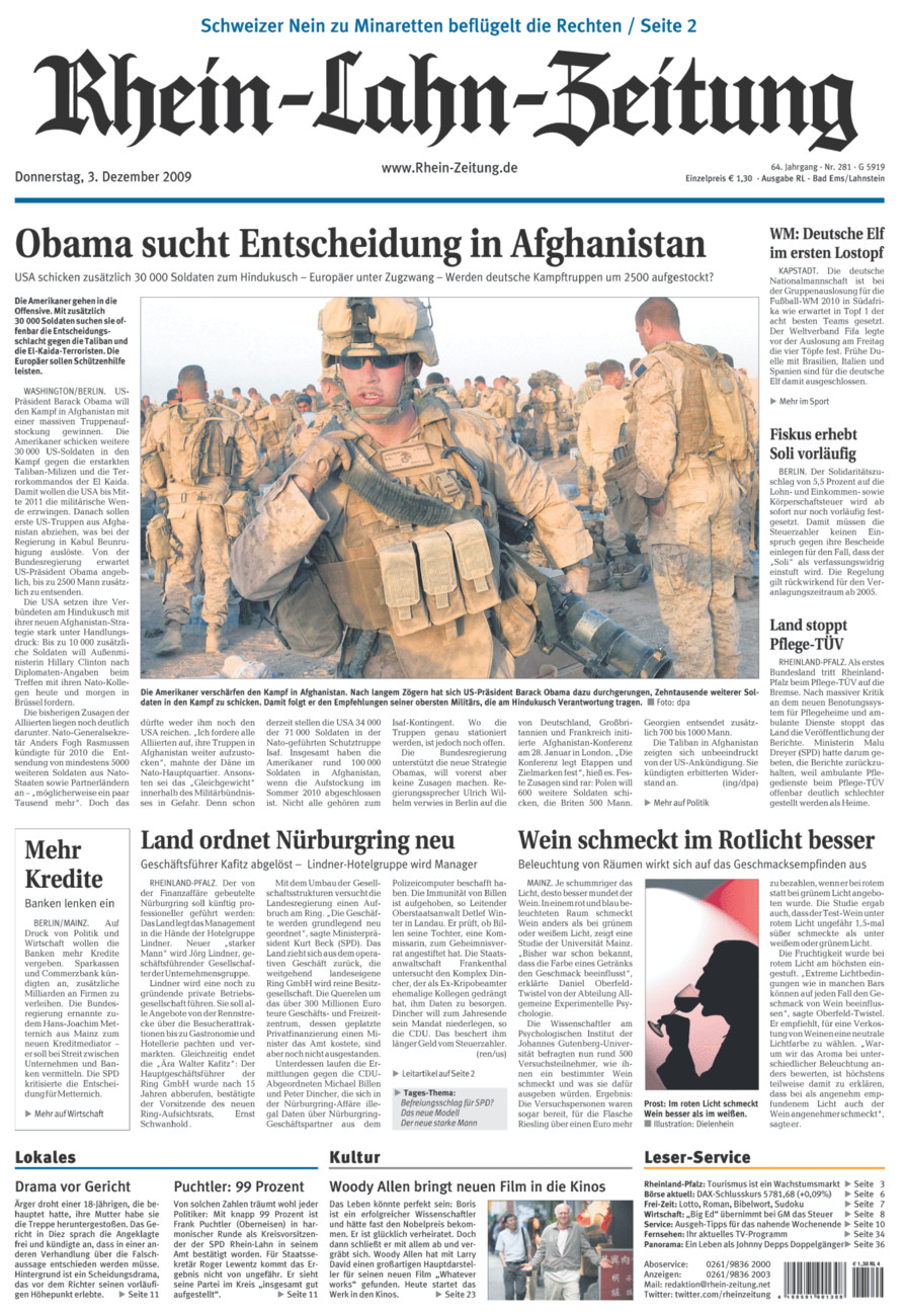 Rhein-Lahn-Zeitung vom Donnerstag, 03.12.2009