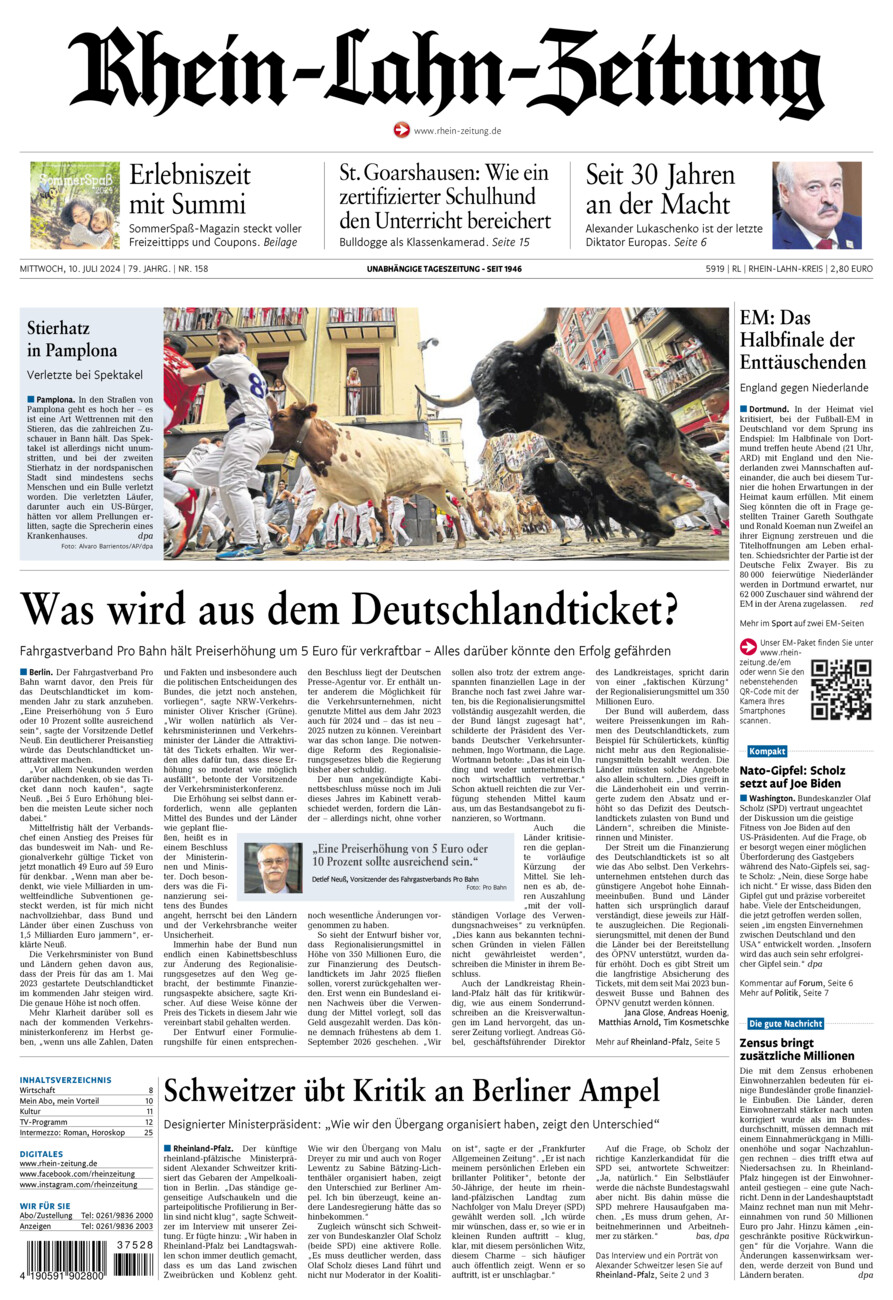 Rhein-Lahn-Zeitung vom Mittwoch, 10.07.2024