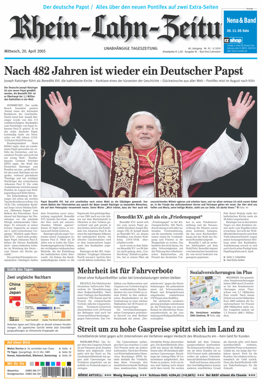 Rhein-Lahn-Zeitung vom Mittwoch, 20.04.2005