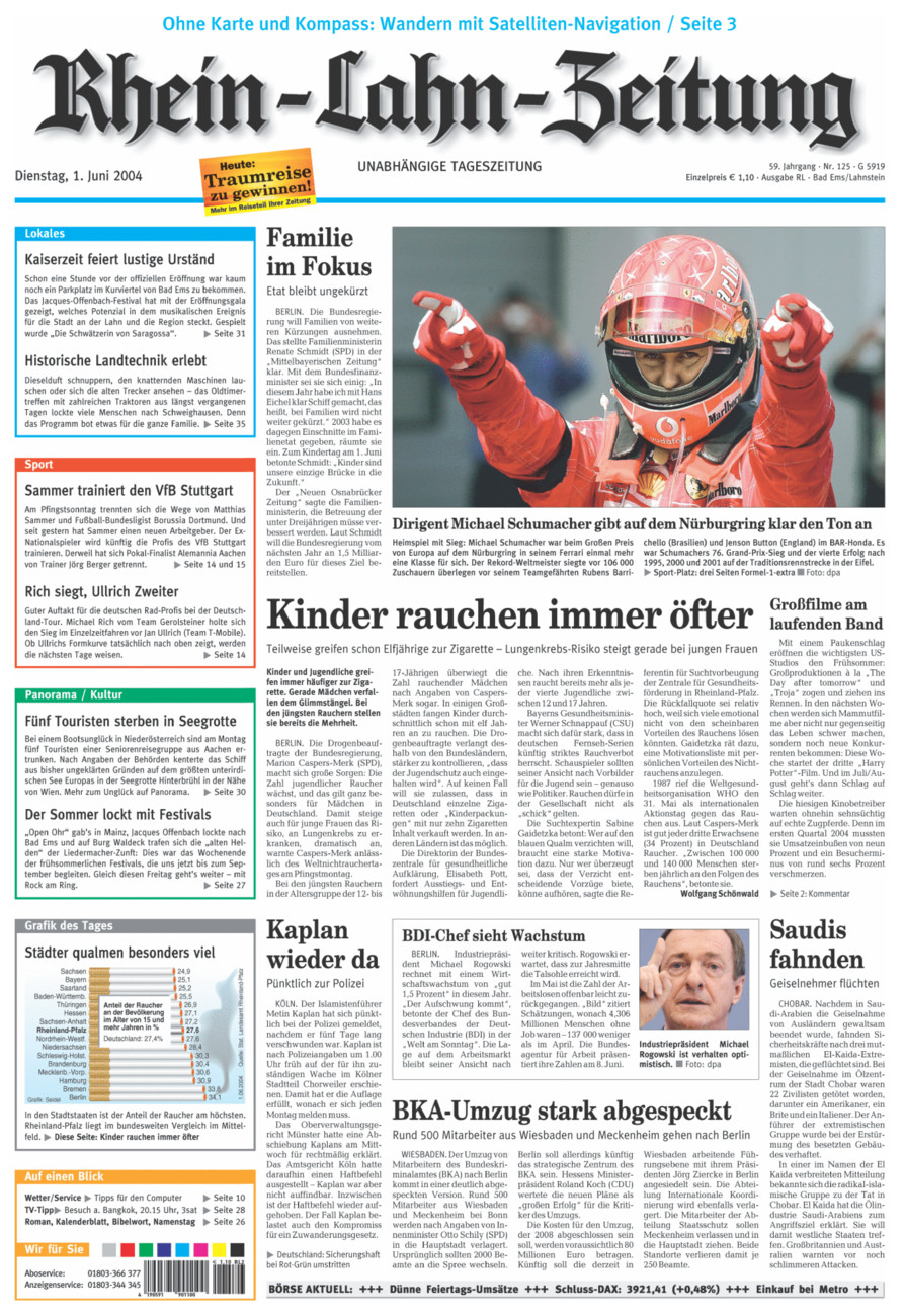 Rhein-Lahn-Zeitung vom Dienstag, 01.06.2004