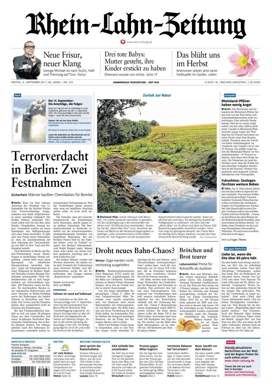Rhein-Lahn-Zeitung vom Freitag, 09.09.2011