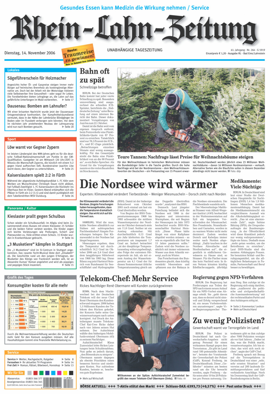Rhein-Lahn-Zeitung vom Dienstag, 14.11.2006