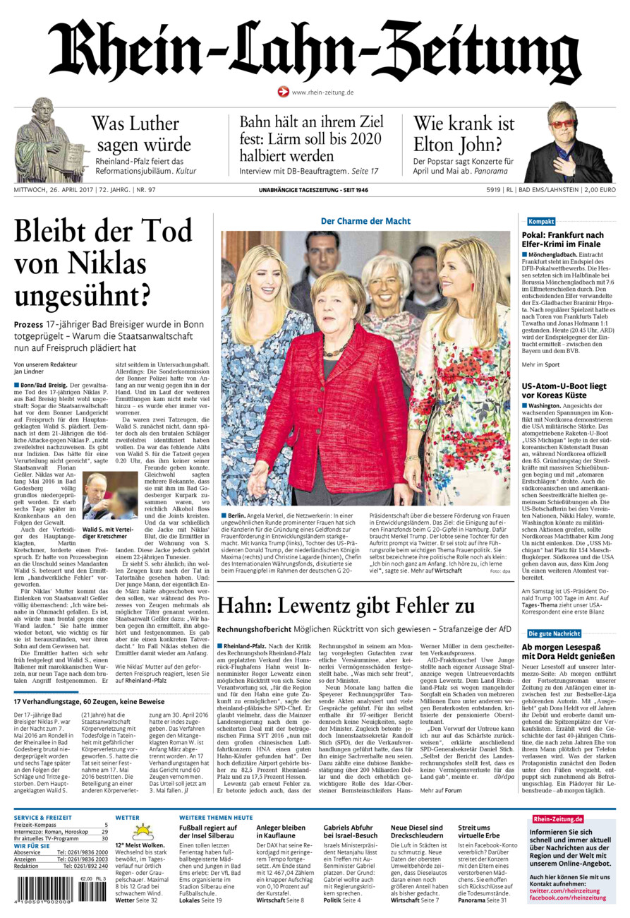 Rhein-Lahn-Zeitung vom Mittwoch, 26.04.2017