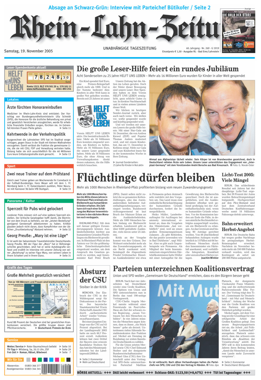 Rhein-Lahn-Zeitung vom Samstag, 19.11.2005