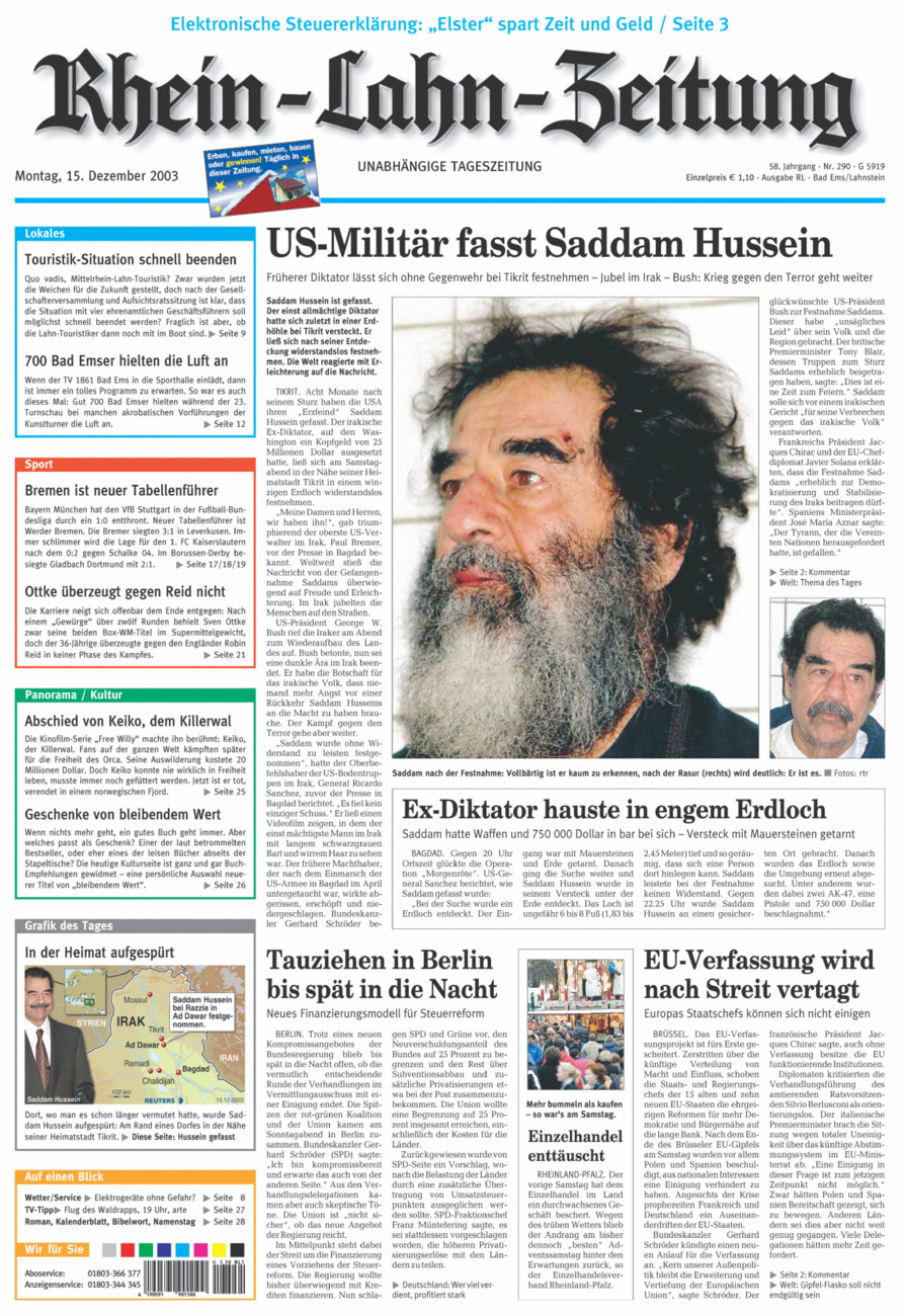 Rhein-Lahn-Zeitung vom Montag, 15.12.2003
