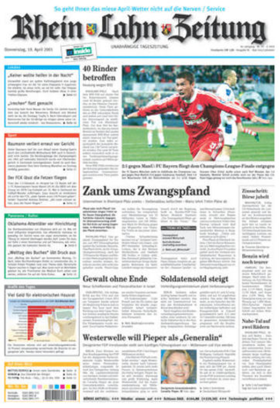 Rhein-Lahn-Zeitung vom Donnerstag, 19.04.2001