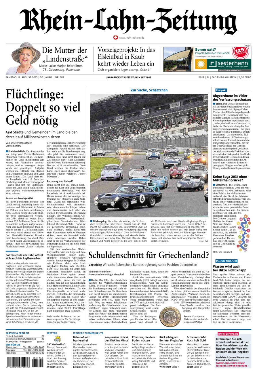 Rhein-Lahn-Zeitung vom Samstag, 08.08.2015
