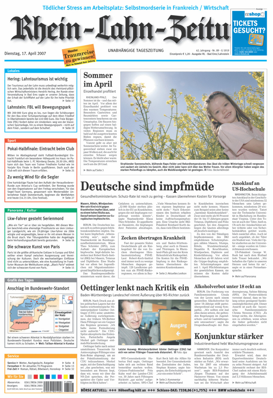 Rhein-Lahn-Zeitung vom Dienstag, 17.04.2007