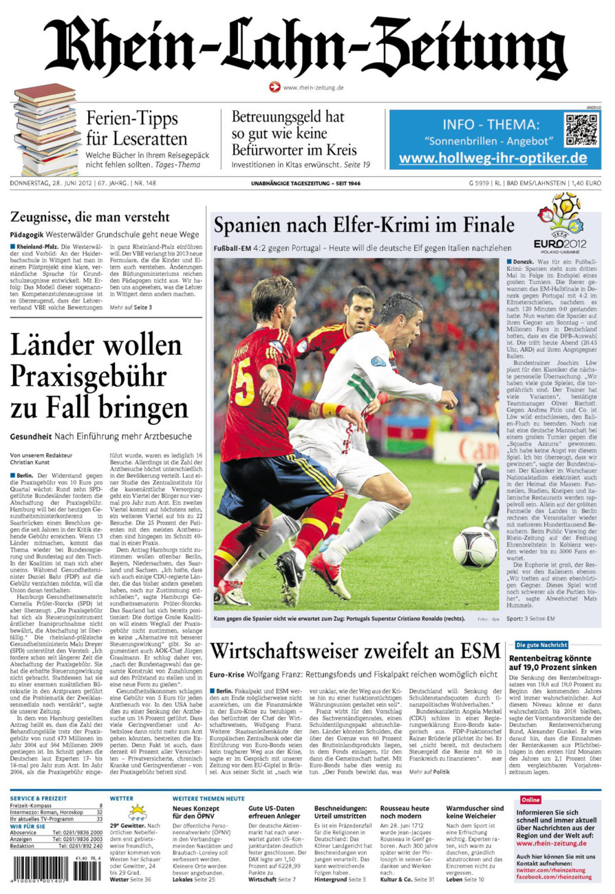 Rhein-Lahn-Zeitung vom Donnerstag, 28.06.2012