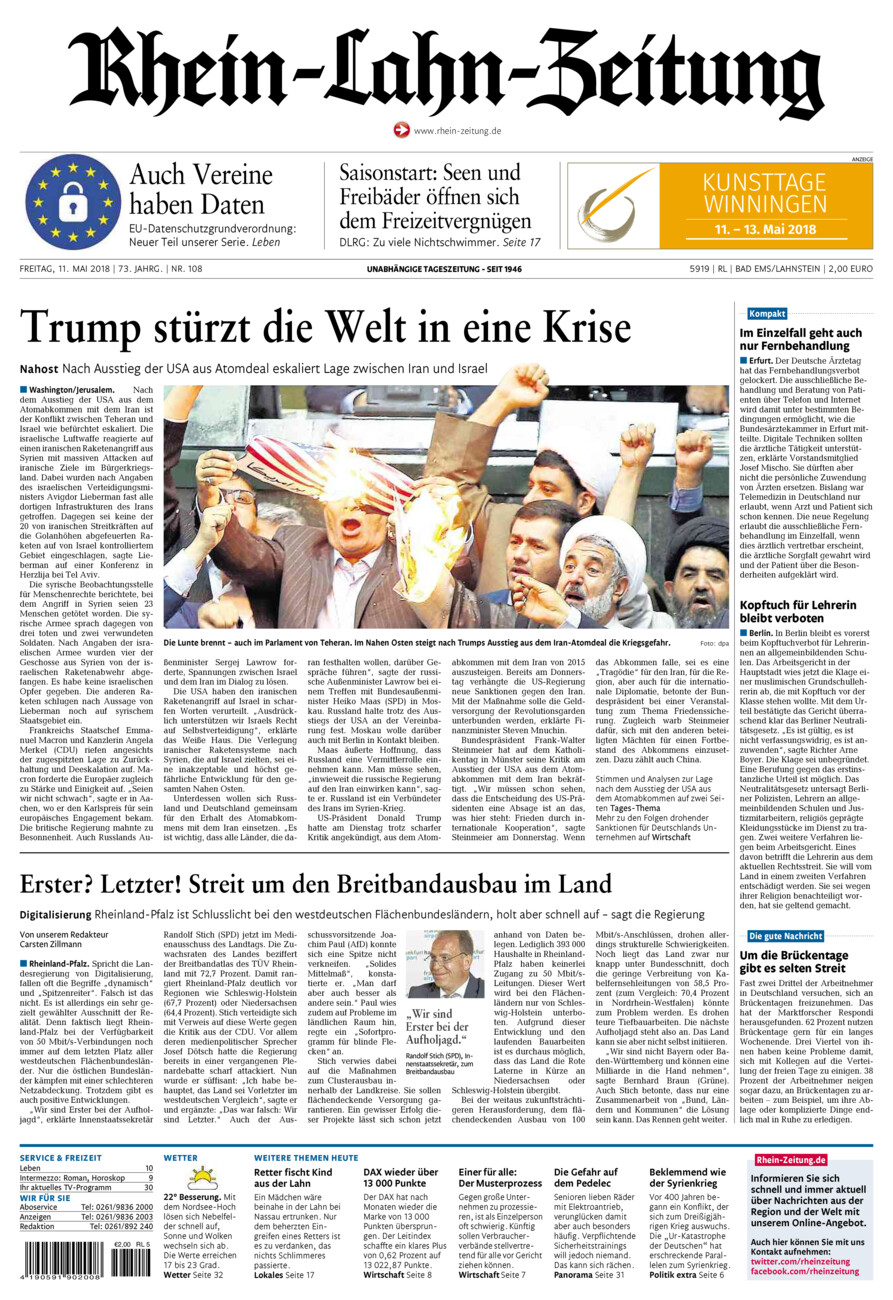 Rhein-Lahn-Zeitung vom Freitag, 11.05.2018