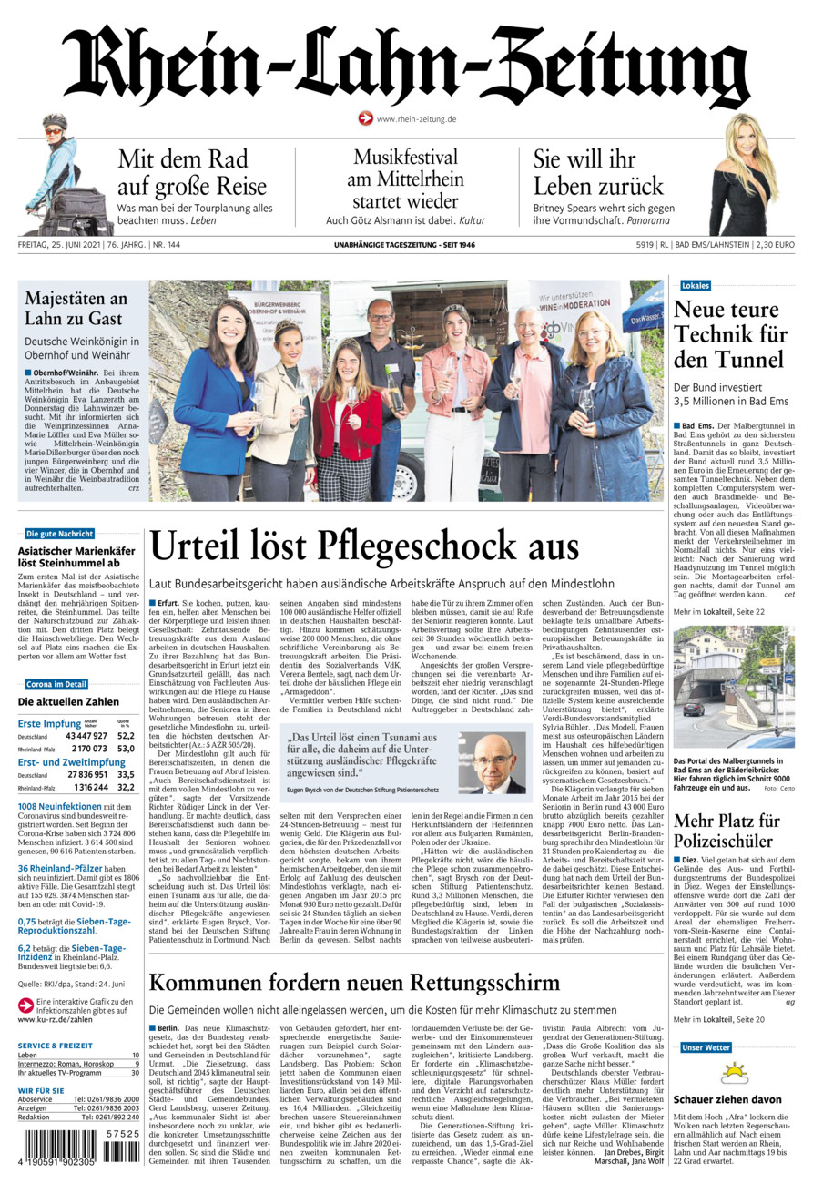 Rhein-Lahn-Zeitung vom Freitag, 25.06.2021
