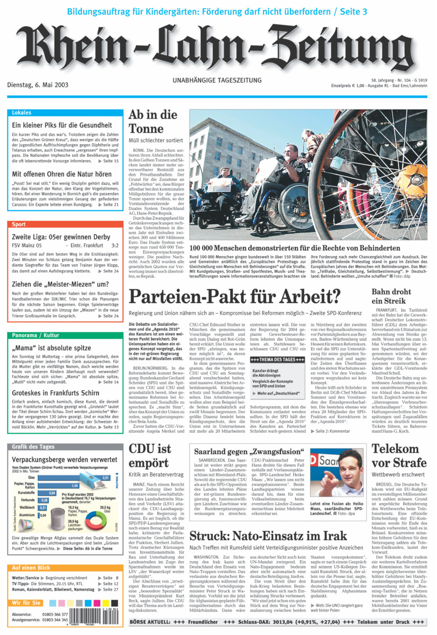 Rhein-Lahn-Zeitung vom Dienstag, 06.05.2003