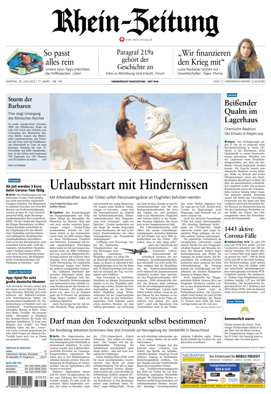 Rhein-Zeitung Andernach & Mayen vom Samstag, 25.06.2022