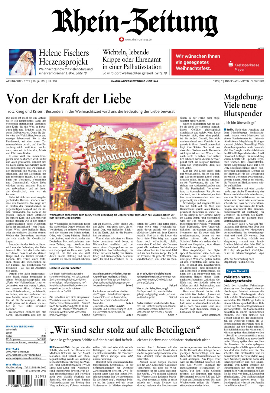 Rhein-Zeitung Andernach & Mayen vom Dienstag, 24.12.2024