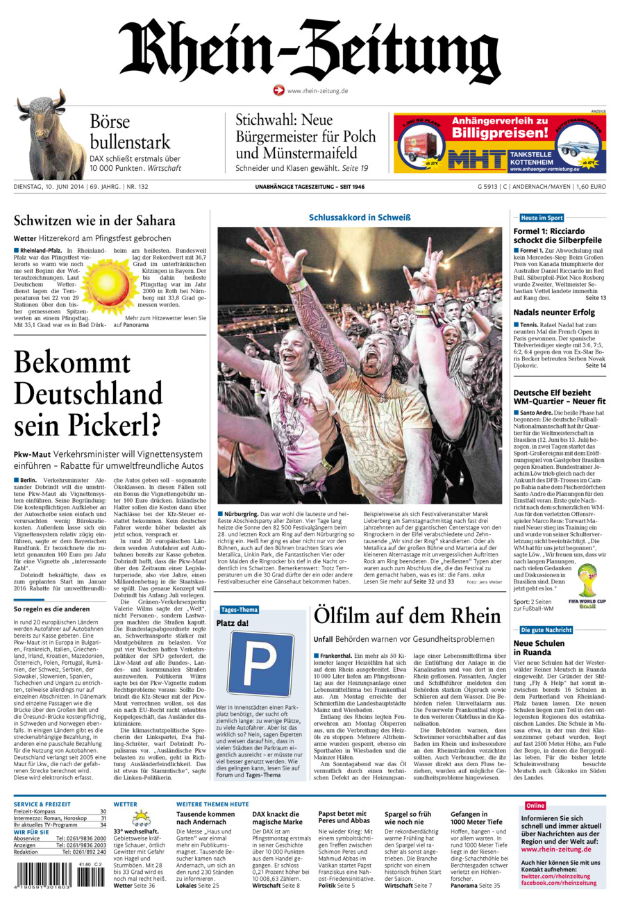 Rhein-Zeitung Andernach & Mayen vom Dienstag, 10.06.2014