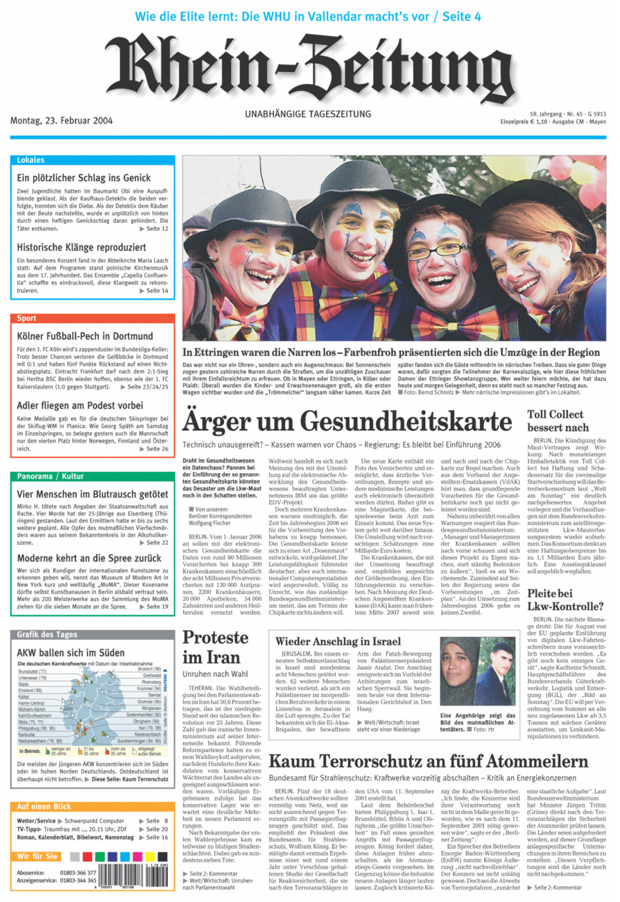 Rhein-Zeitung Andernach & Mayen vom Montag, 23.02.2004