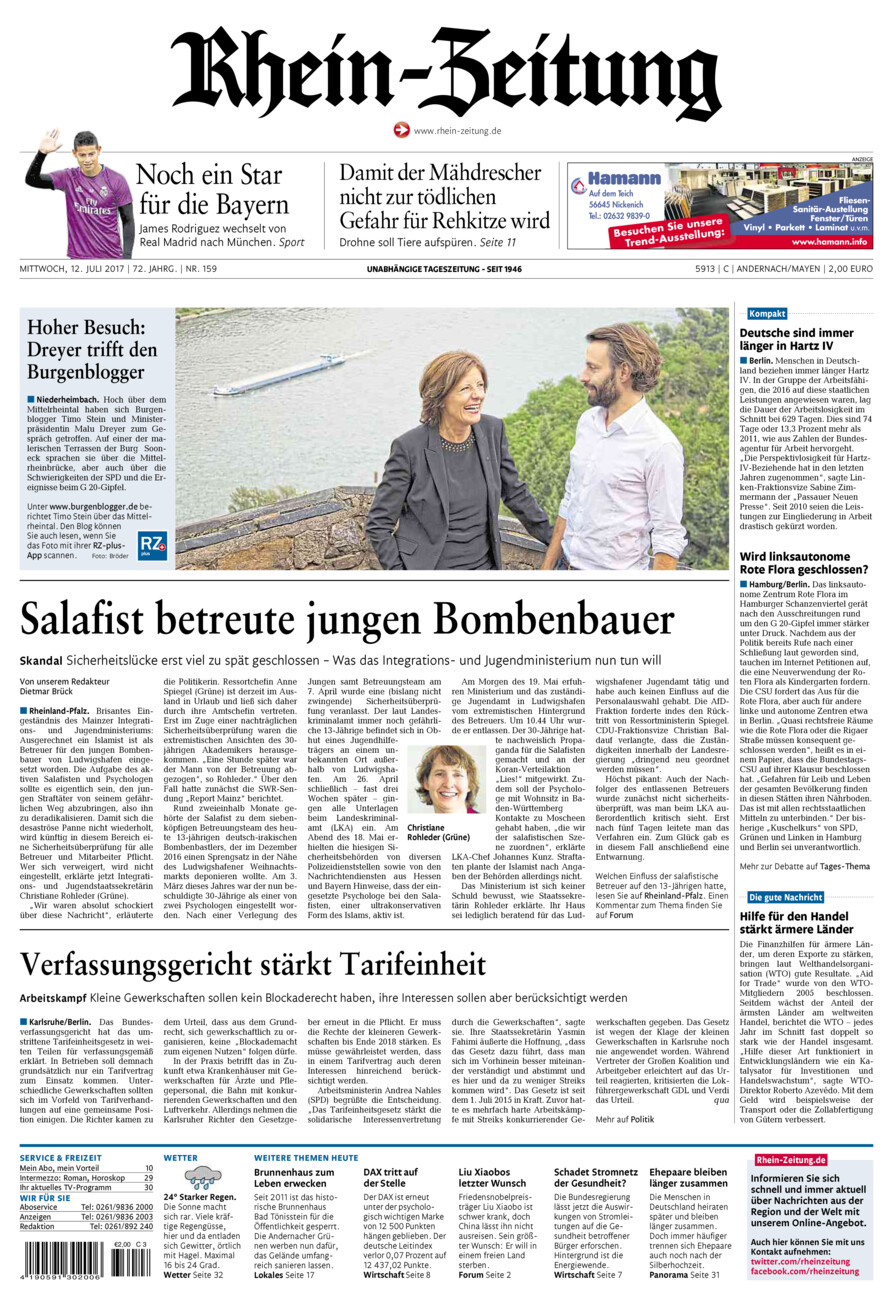 Rhein-Zeitung Andernach & Mayen vom Mittwoch, 12.07.2017