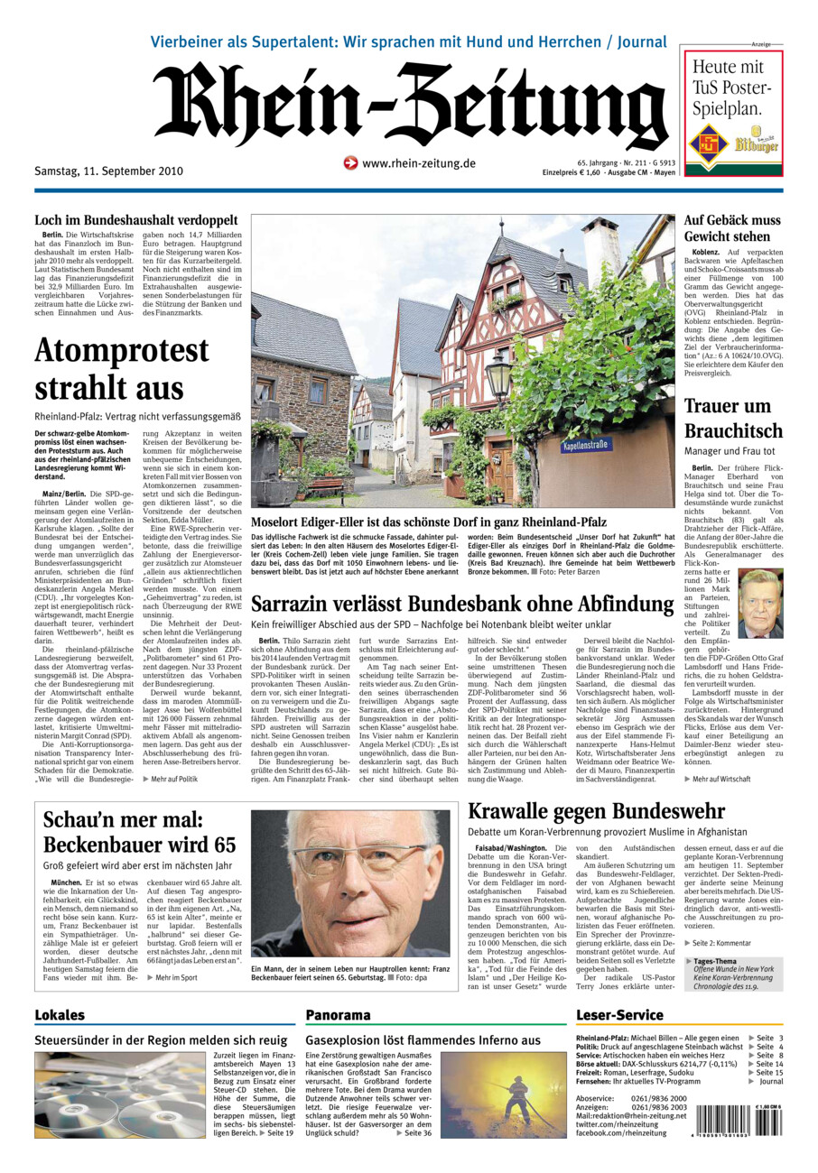 Rhein-Zeitung Andernach & Mayen vom Samstag, 11.09.2010