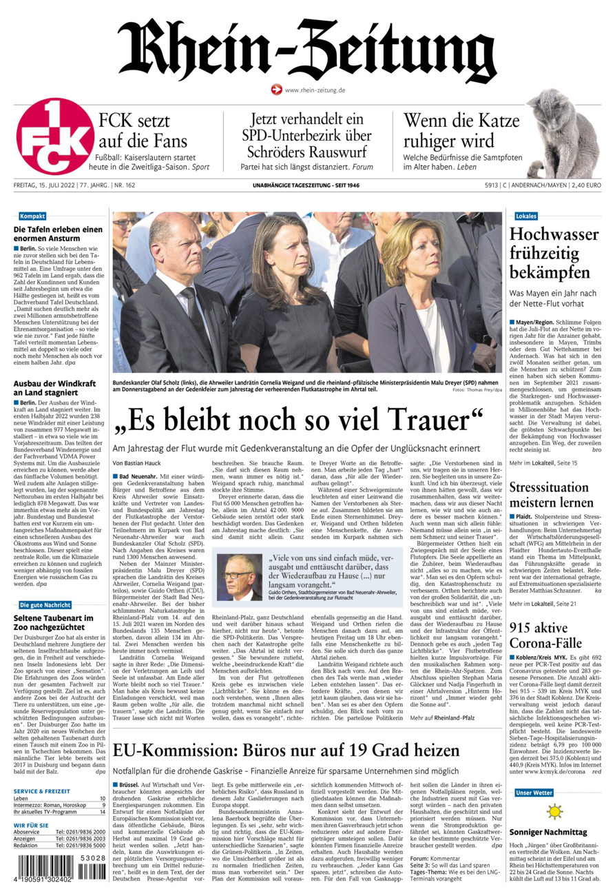 Rhein-Zeitung Andernach & Mayen vom Freitag, 15.07.2022