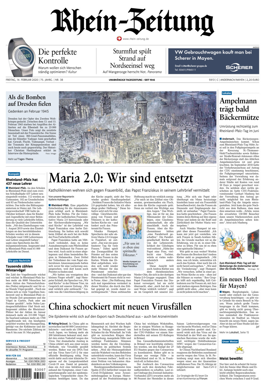 Rhein-Zeitung Andernach & Mayen vom Freitag, 14.02.2020