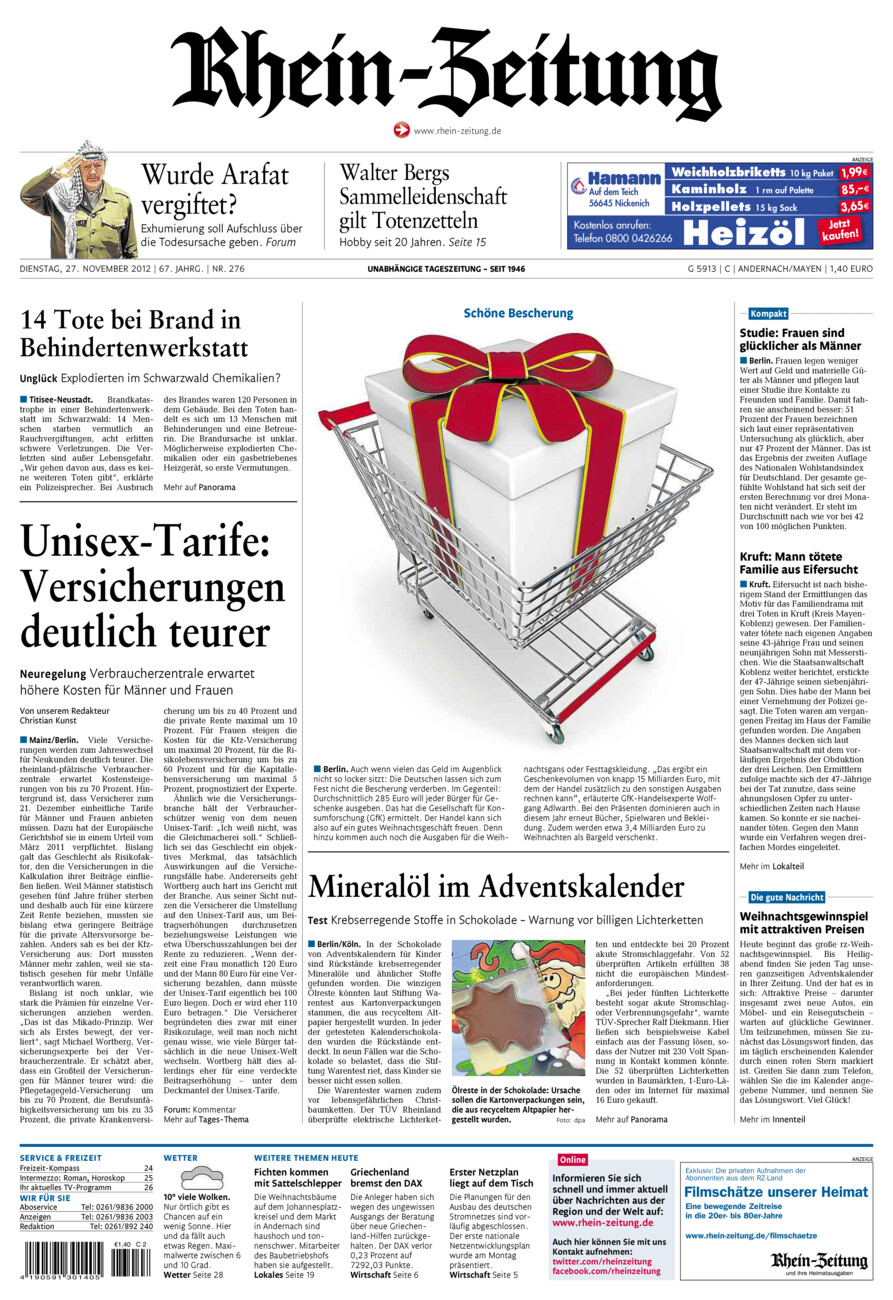 Rhein-Zeitung Andernach & Mayen vom Dienstag, 27.11.2012