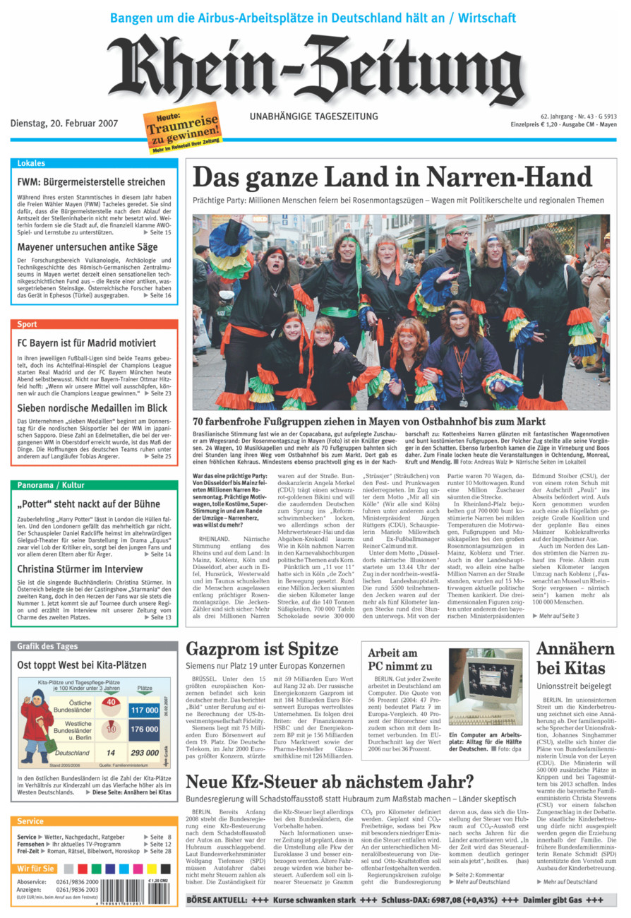 Rhein-Zeitung Andernach & Mayen vom Dienstag, 20.02.2007