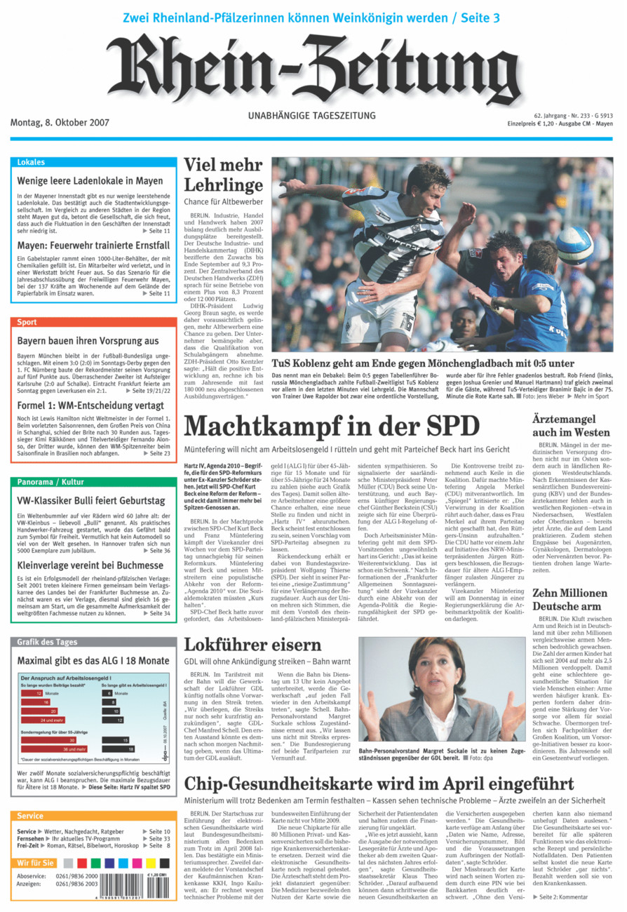 Rhein-Zeitung Andernach & Mayen vom Montag, 08.10.2007