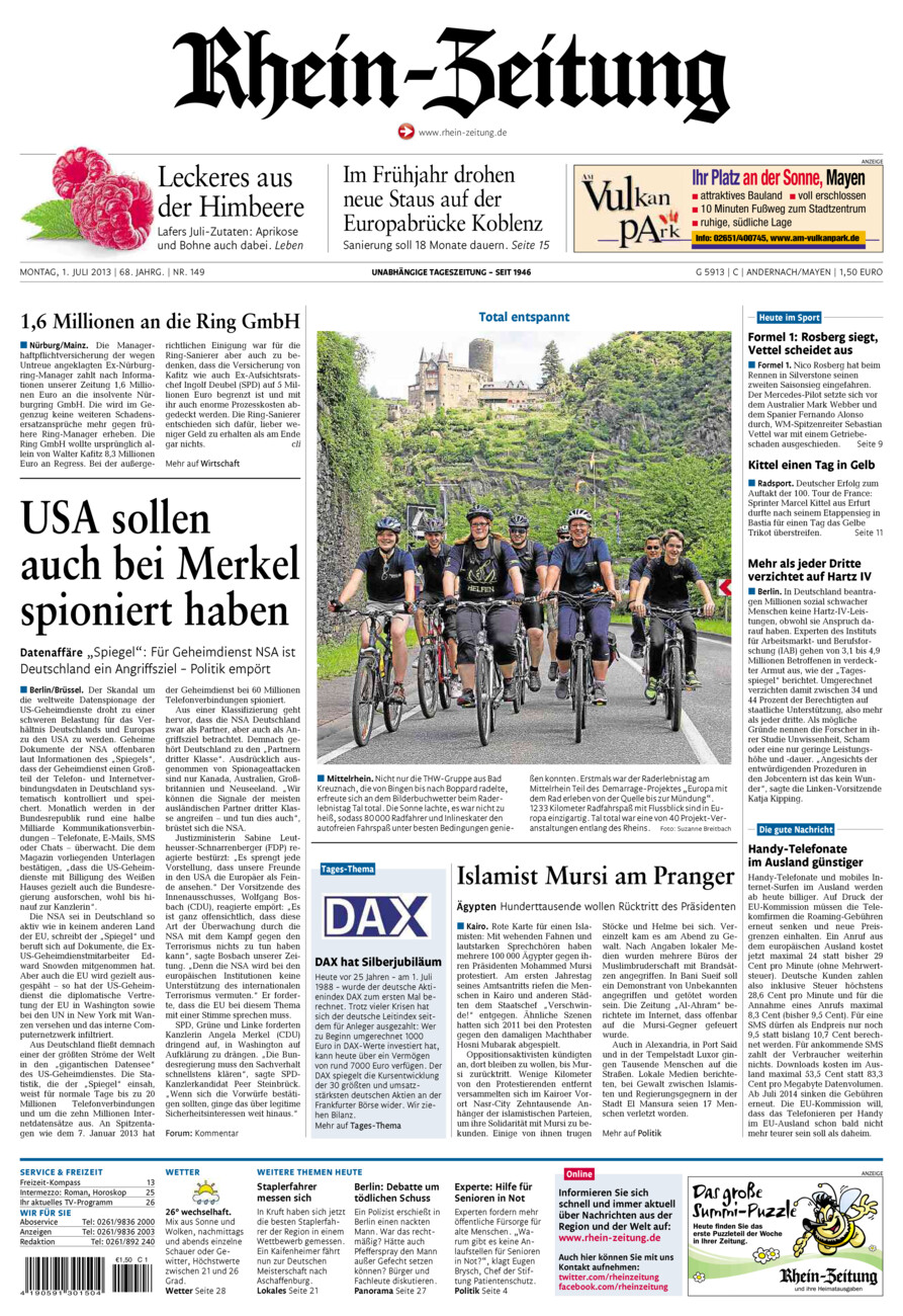 Rhein-Zeitung Andernach & Mayen vom Montag, 01.07.2013