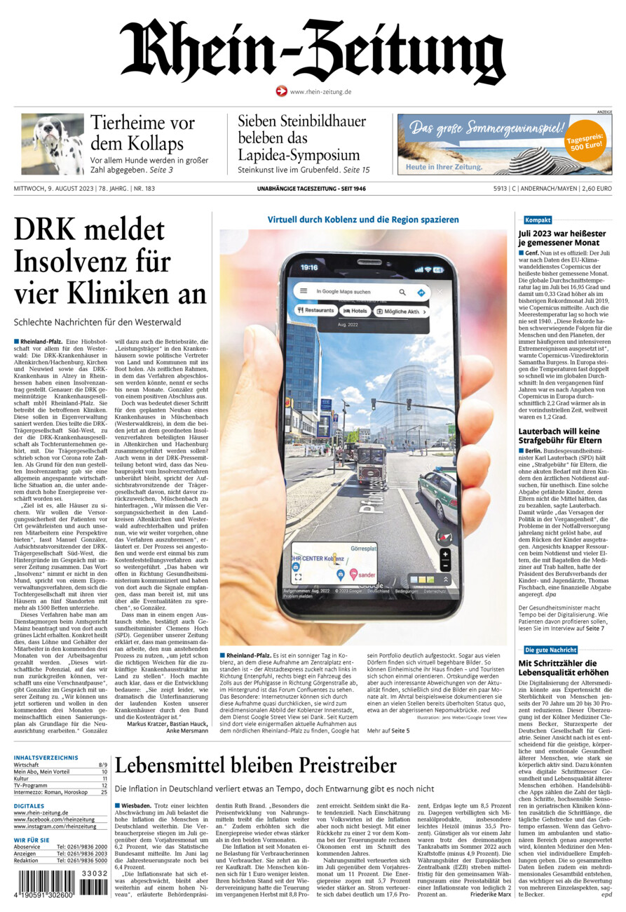 Rhein-Zeitung Andernach & Mayen vom Mittwoch, 09.08.2023