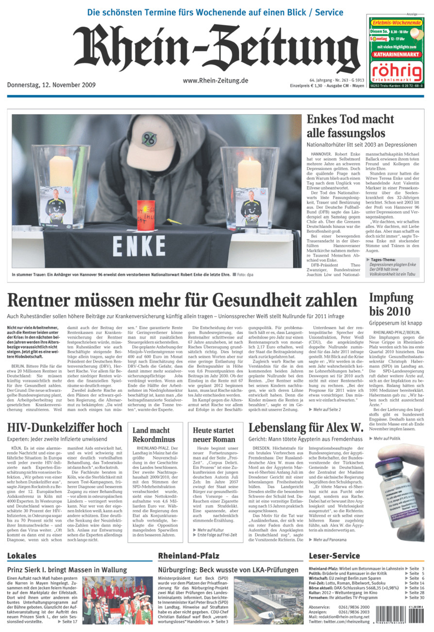 Rhein-Zeitung Andernach & Mayen vom Donnerstag, 12.11.2009