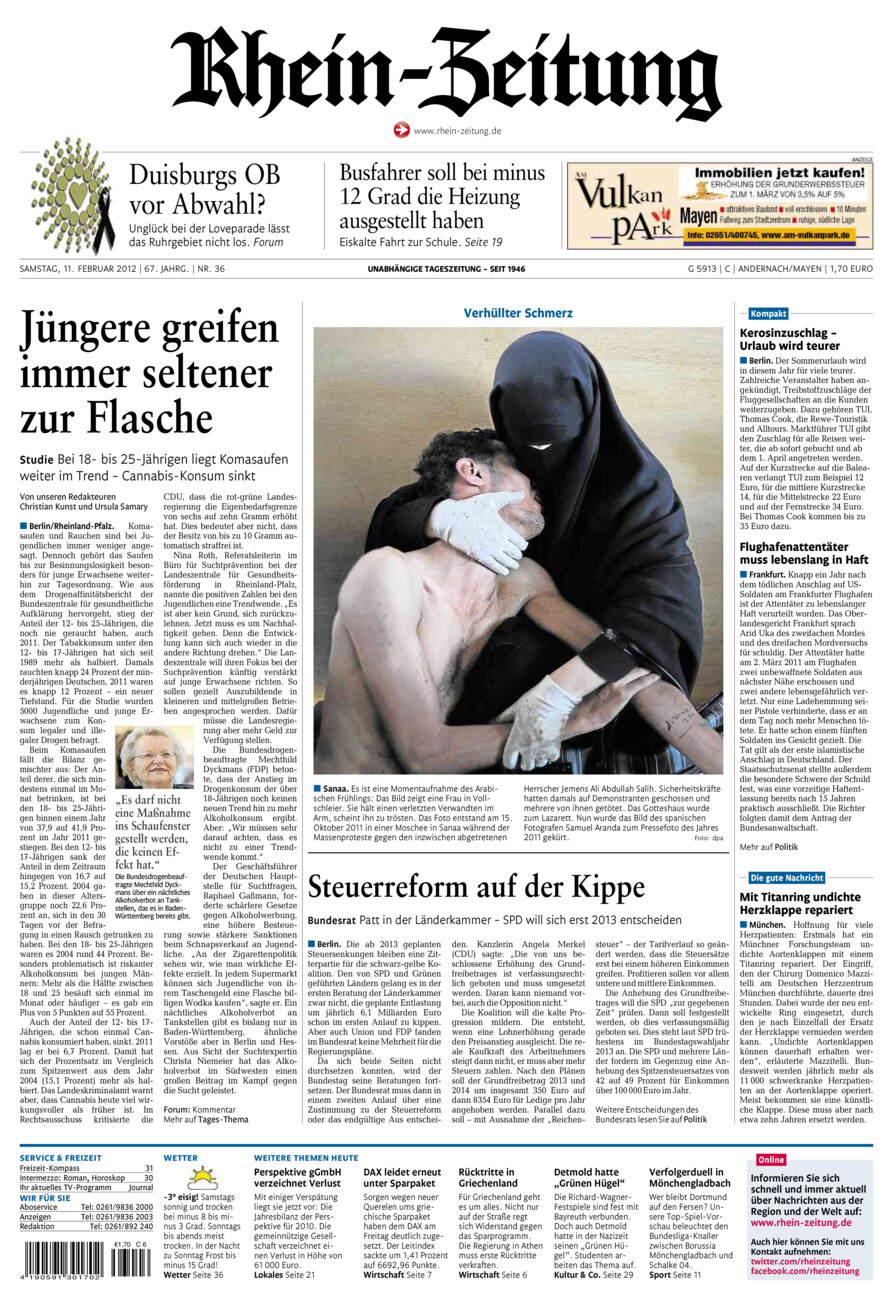 Rhein-Zeitung Andernach & Mayen vom Samstag, 11.02.2012