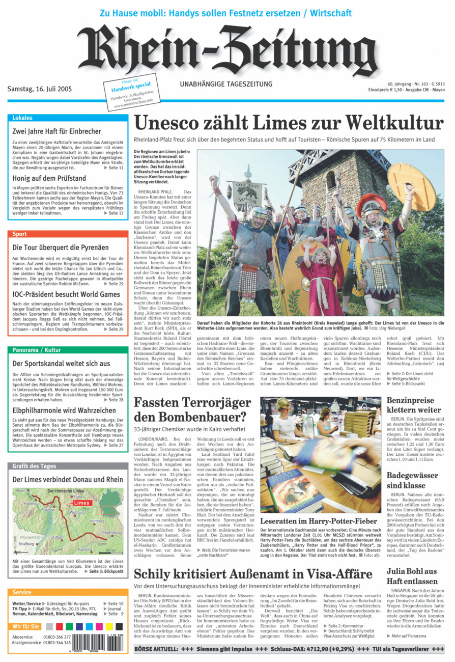 Rhein-Zeitung Andernach & Mayen vom Samstag, 16.07.2005