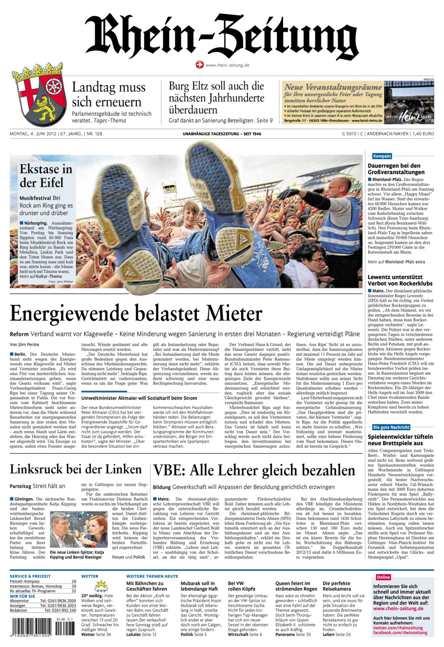Rhein-Zeitung Andernach & Mayen vom Montag, 04.06.2012