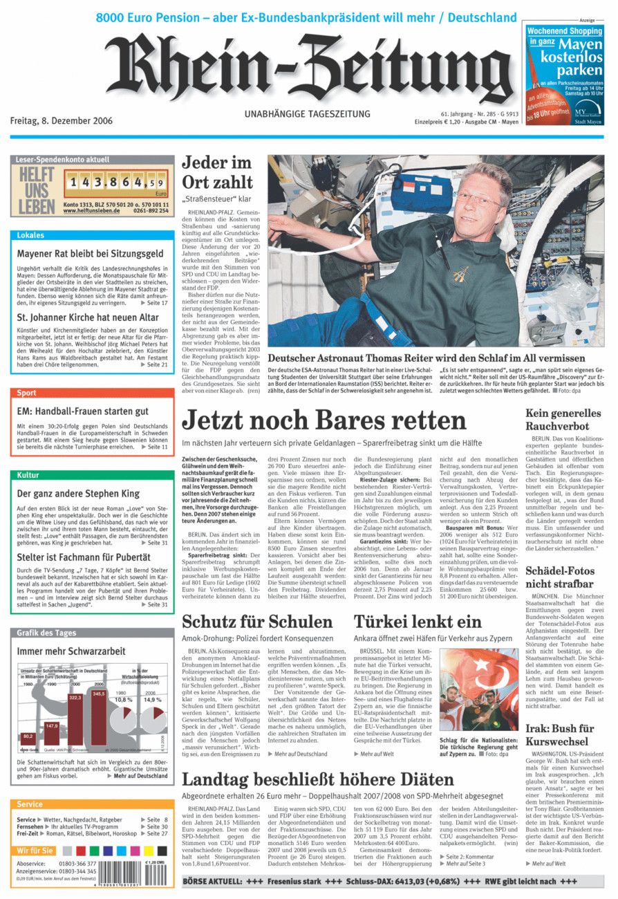 Rhein-Zeitung Andernach & Mayen vom Freitag, 08.12.2006