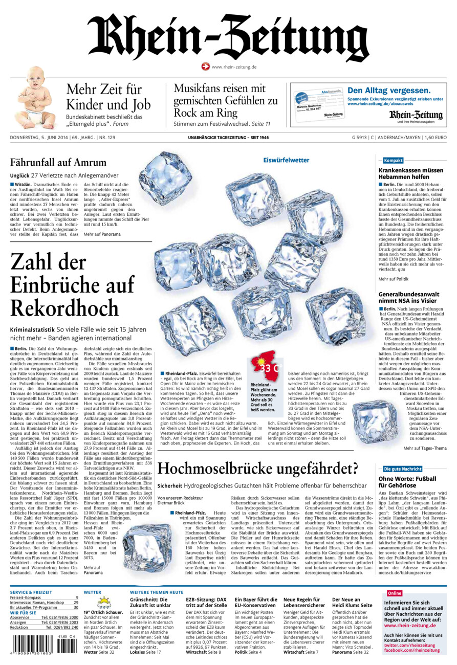Rhein-Zeitung Andernach & Mayen vom Donnerstag, 05.06.2014