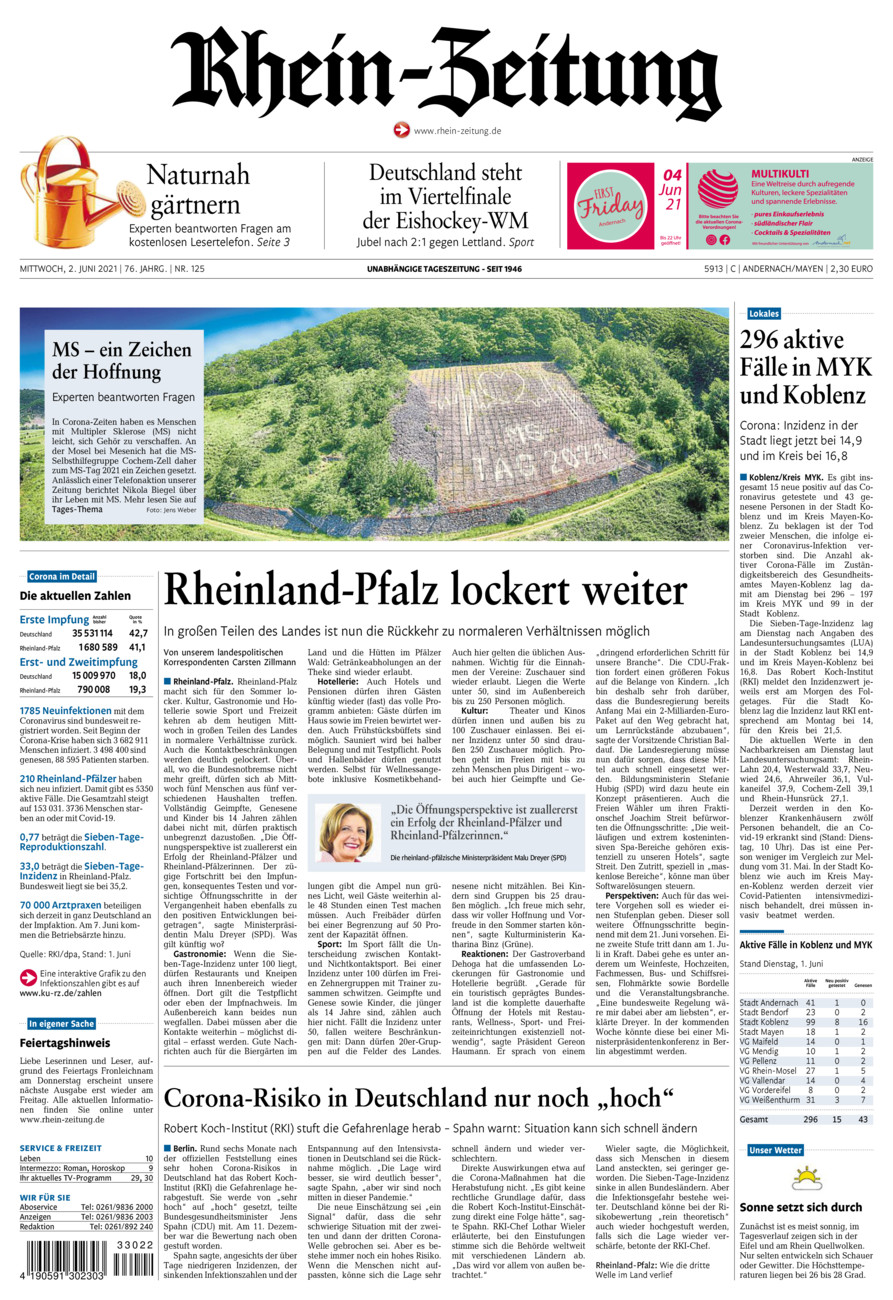Rhein-Zeitung Andernach & Mayen vom Mittwoch, 02.06.2021