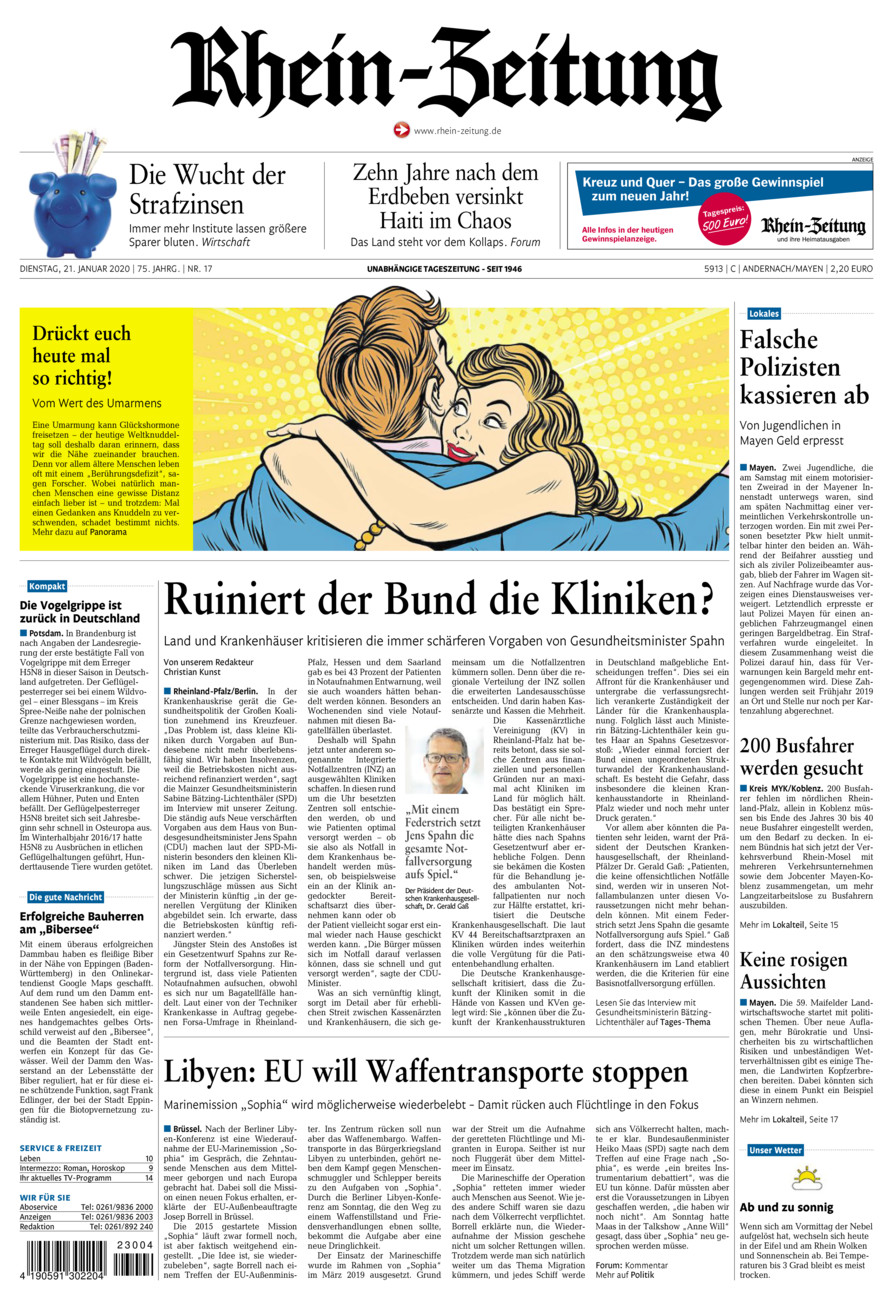 Rhein-Zeitung Andernach & Mayen vom Dienstag, 21.01.2020