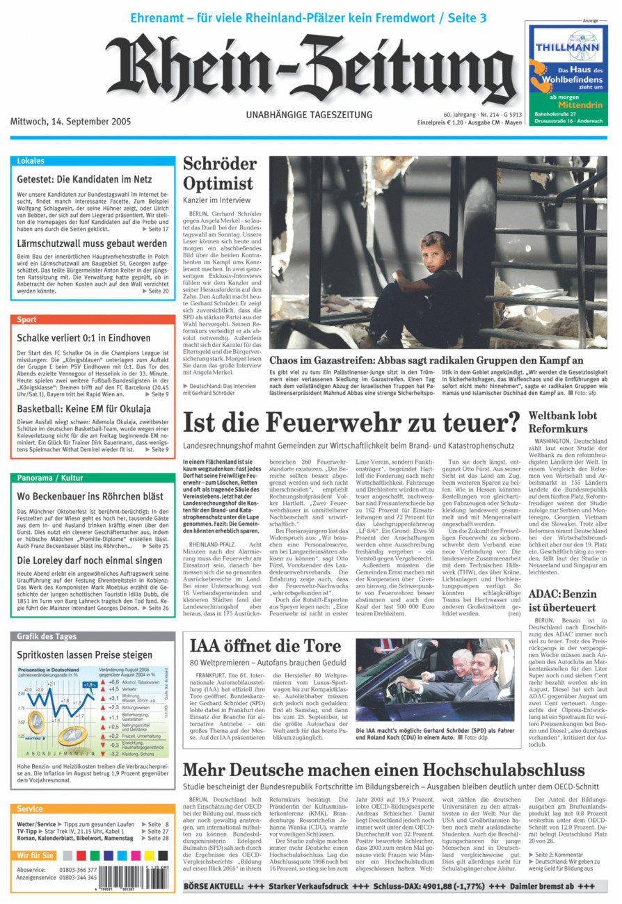 Rhein-Zeitung Andernach & Mayen vom Mittwoch, 14.09.2005