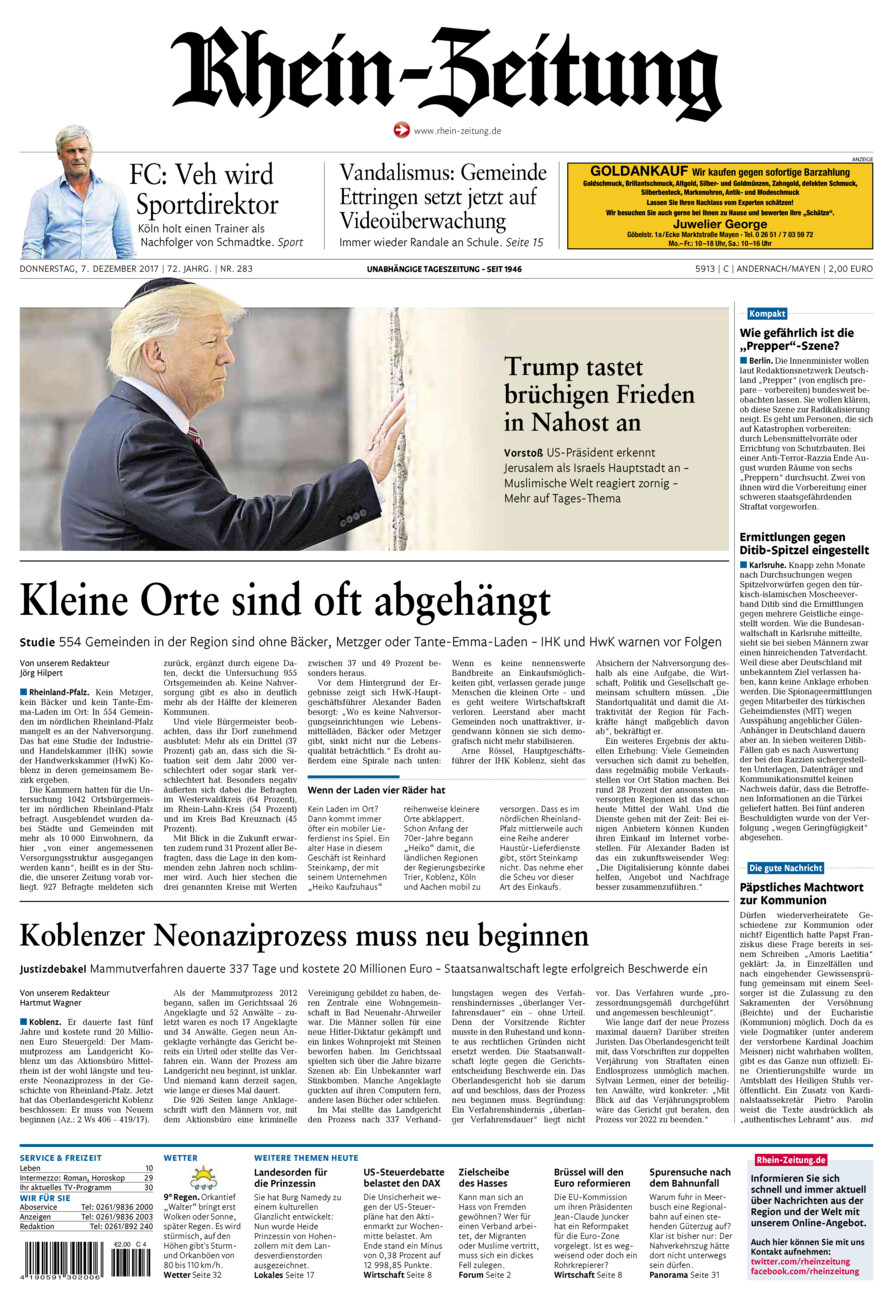 Rhein-Zeitung Andernach & Mayen vom Donnerstag, 07.12.2017